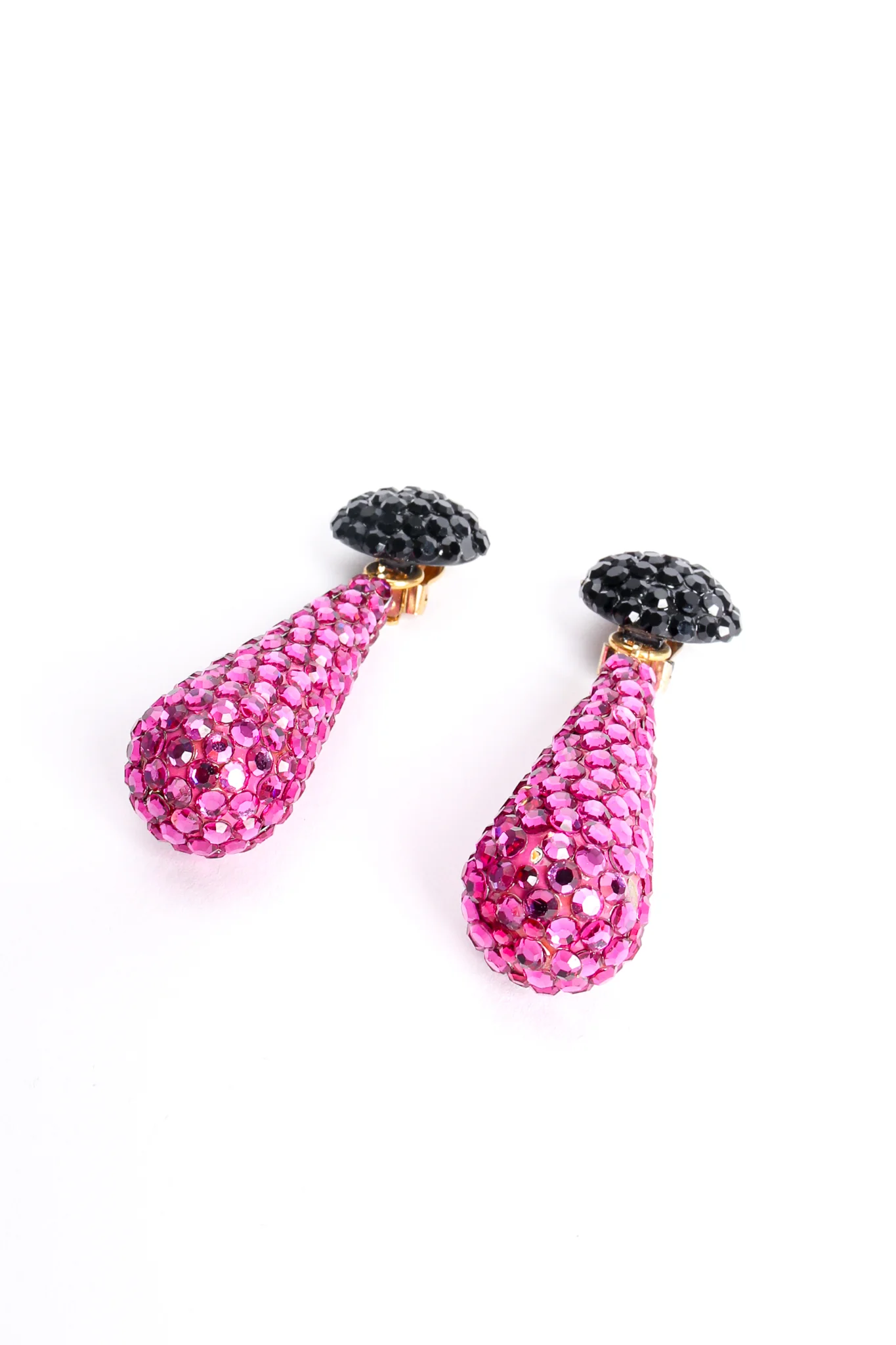 Fuchsia Rhinestone Drop Earrings - Image 7