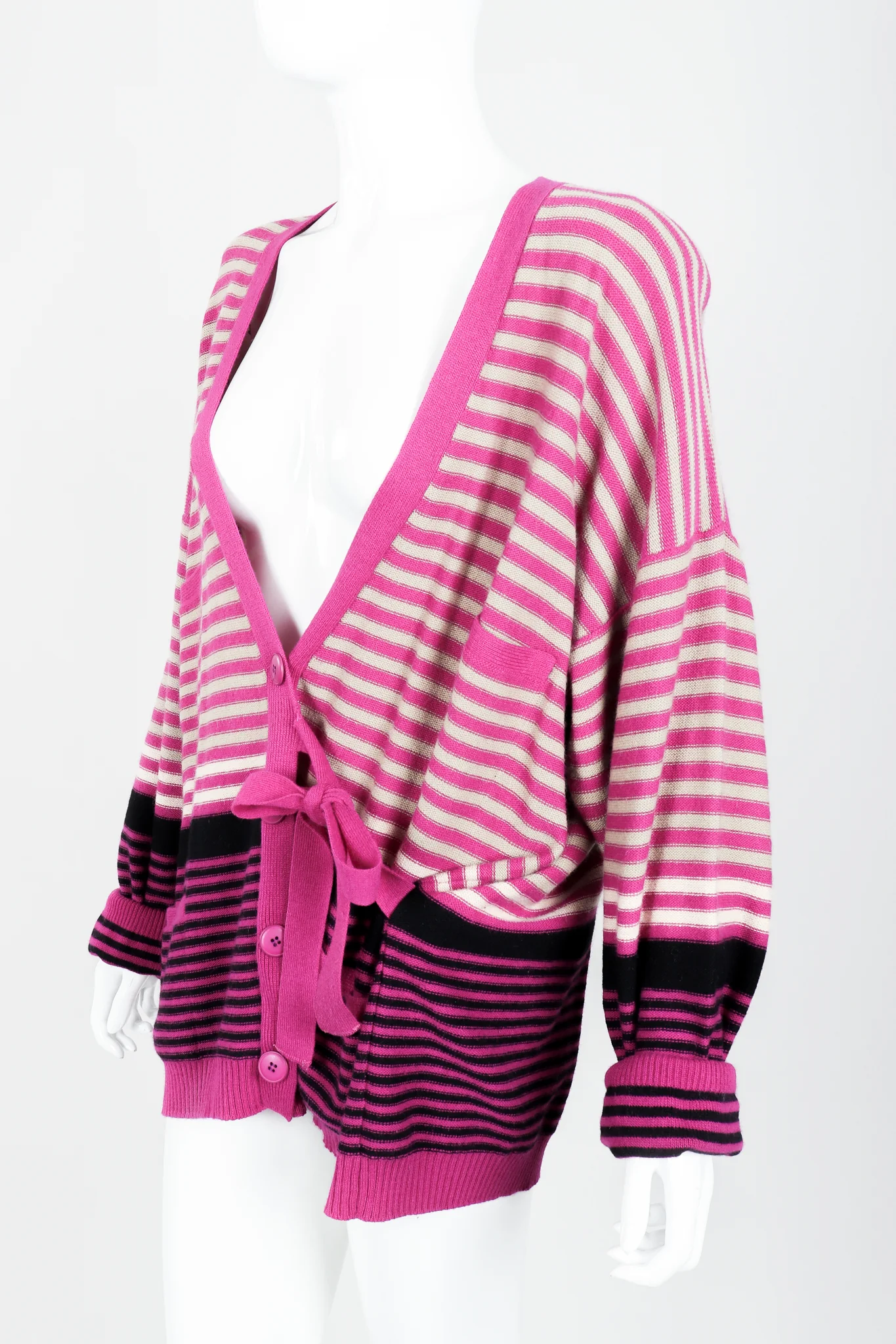 Fuchsia Stripe Boyfriend Cardigan - Image 3