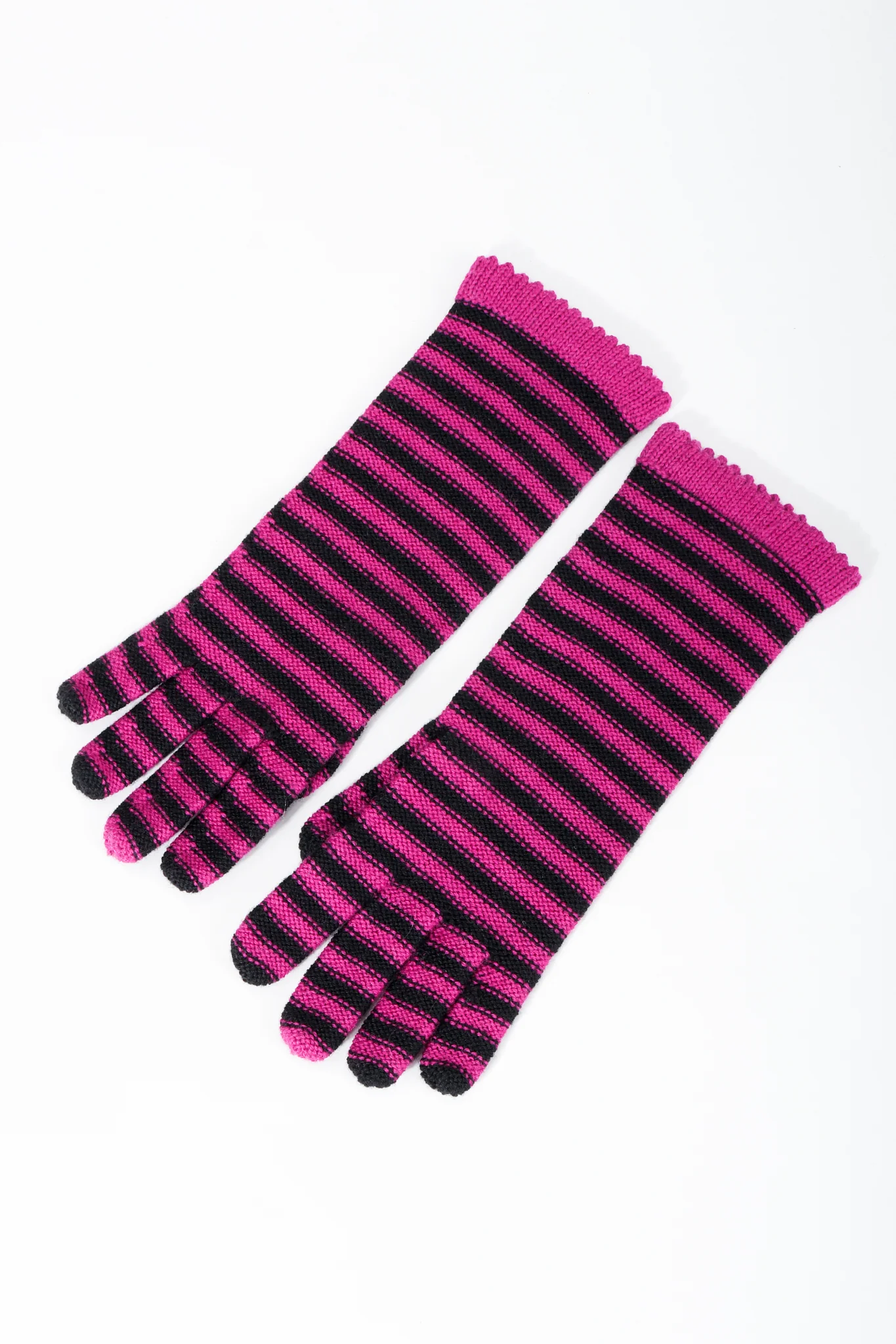 Fuchsia Stripe Knit Gloves - Image 4