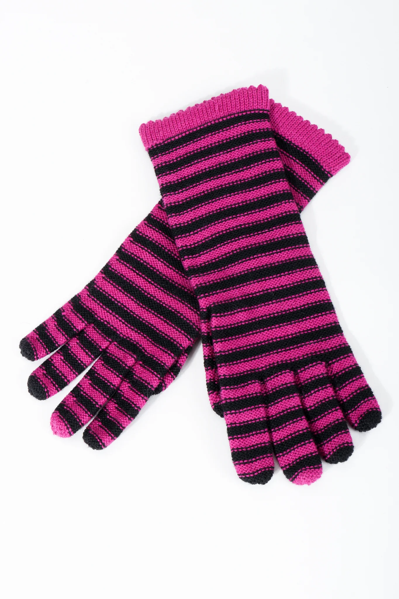 Fuchsia Stripe Knit Gloves - Image 5
