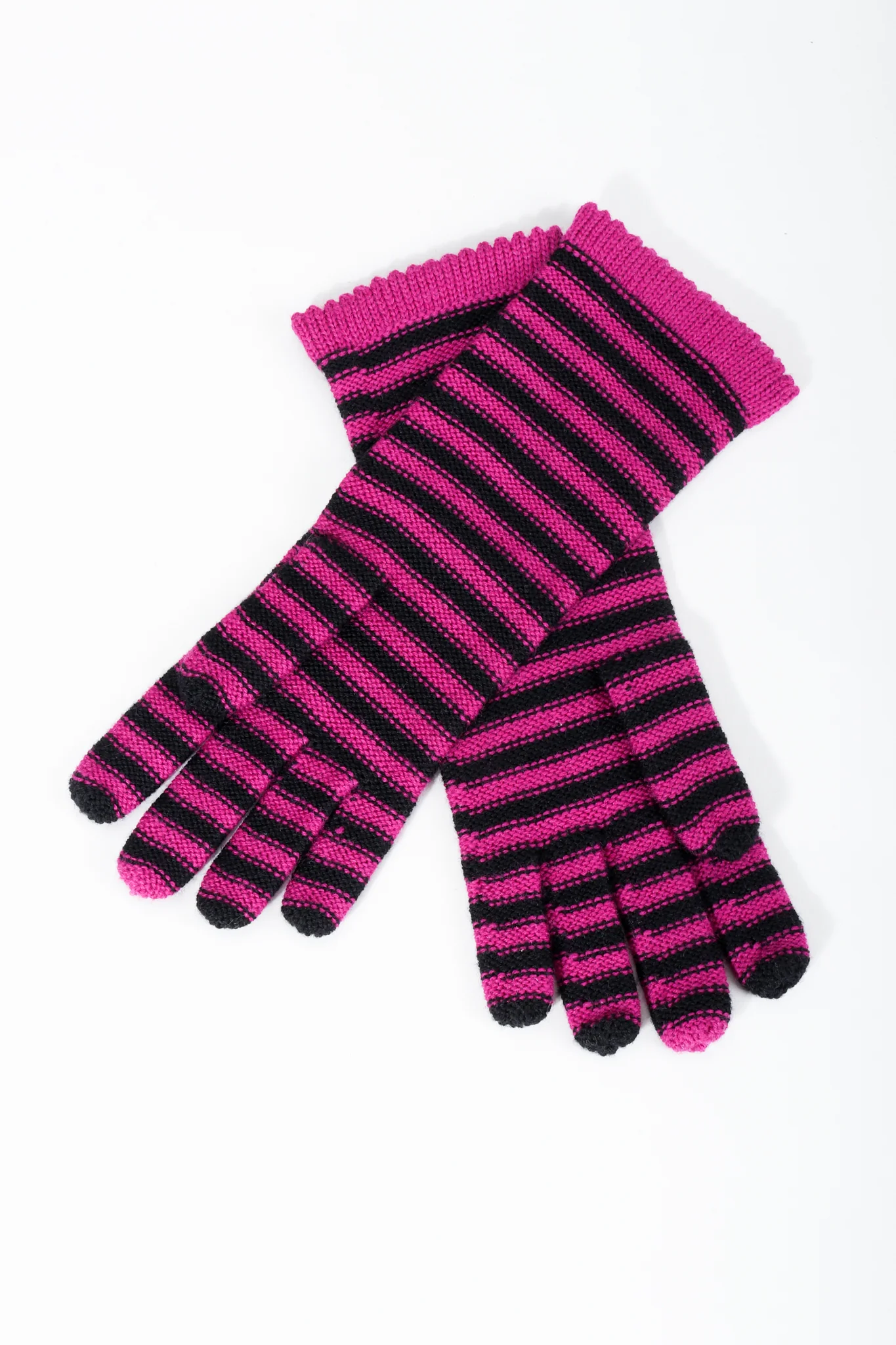 Fuchsia Stripe Knit Gloves - Image 6
