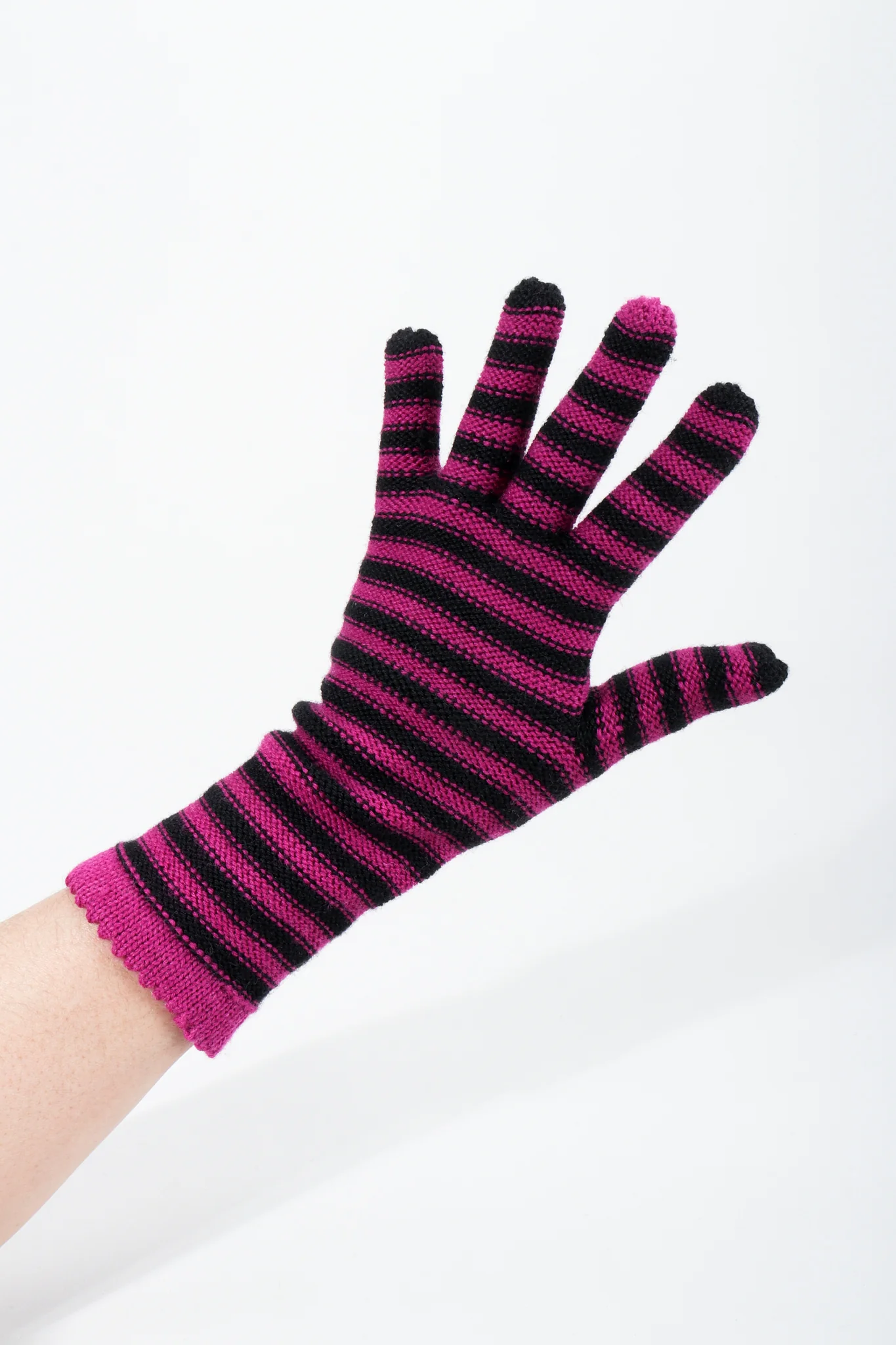 Fuchsia Stripe Knit Gloves - Image 9