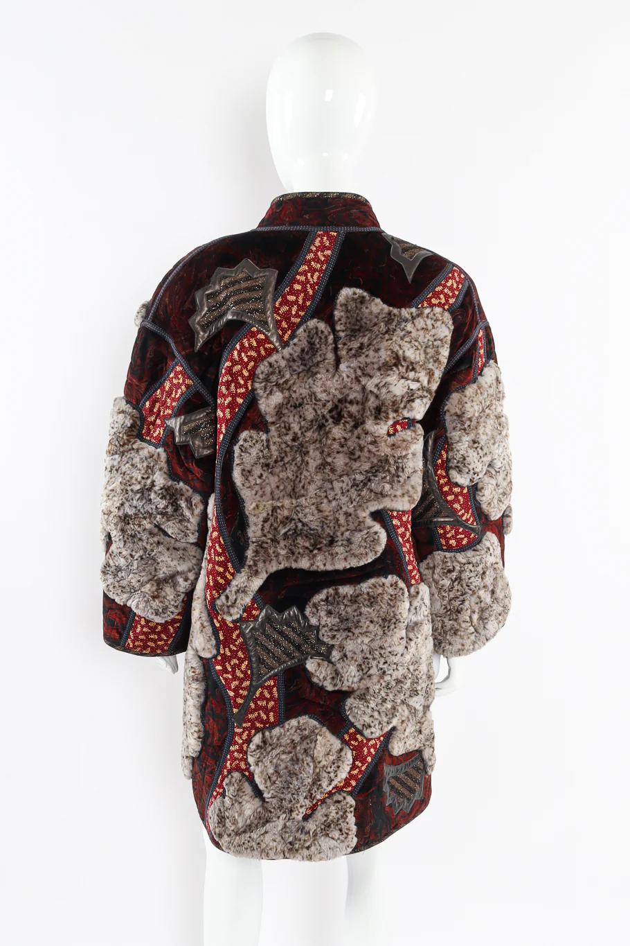 Fur Leaf Patchwork Coat - Image 4