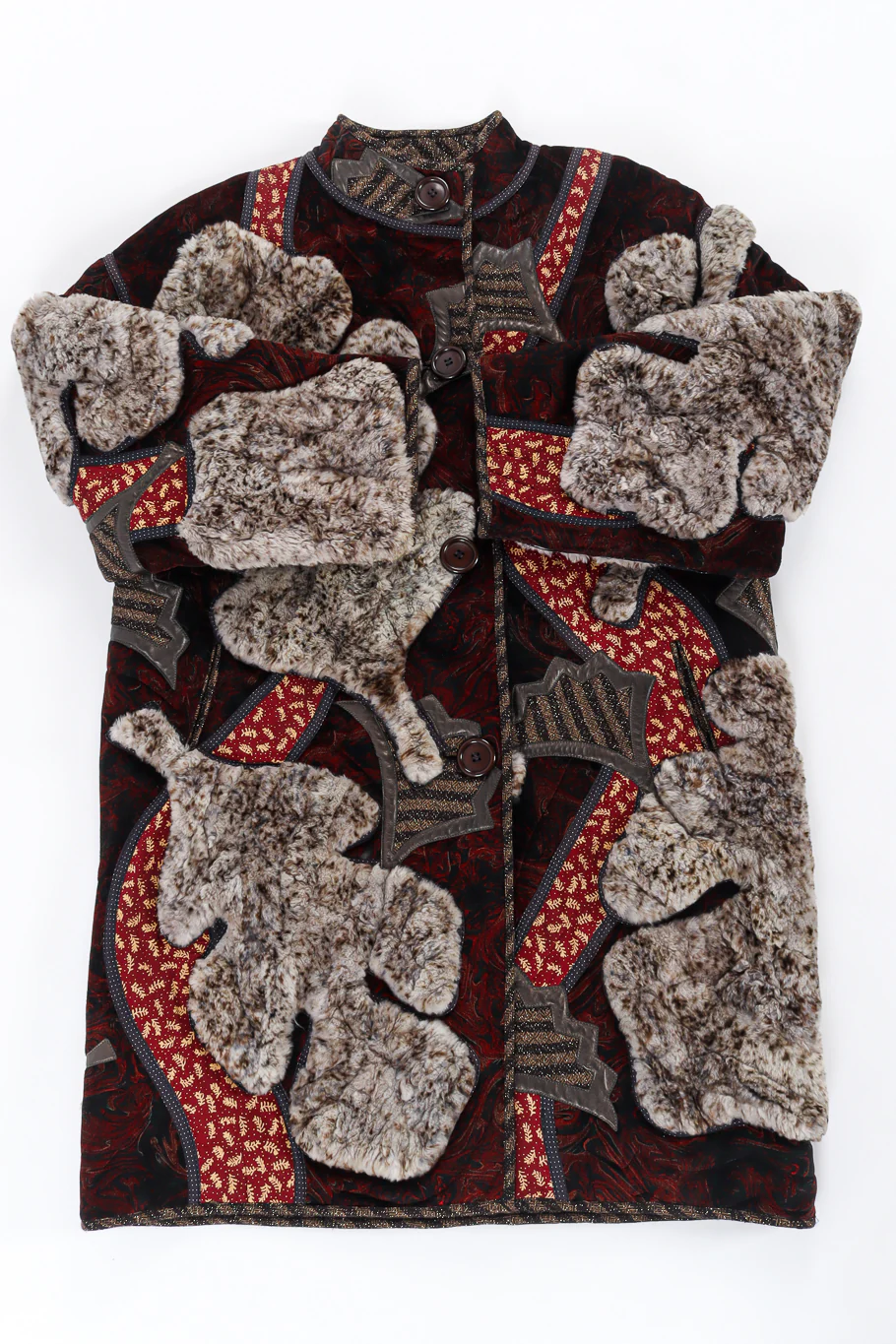 Fur Leaf Patchwork Coat - Image 5