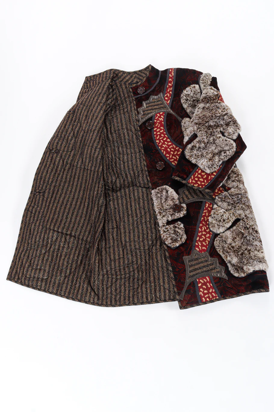 Fur Leaf Patchwork Coat - Image 7