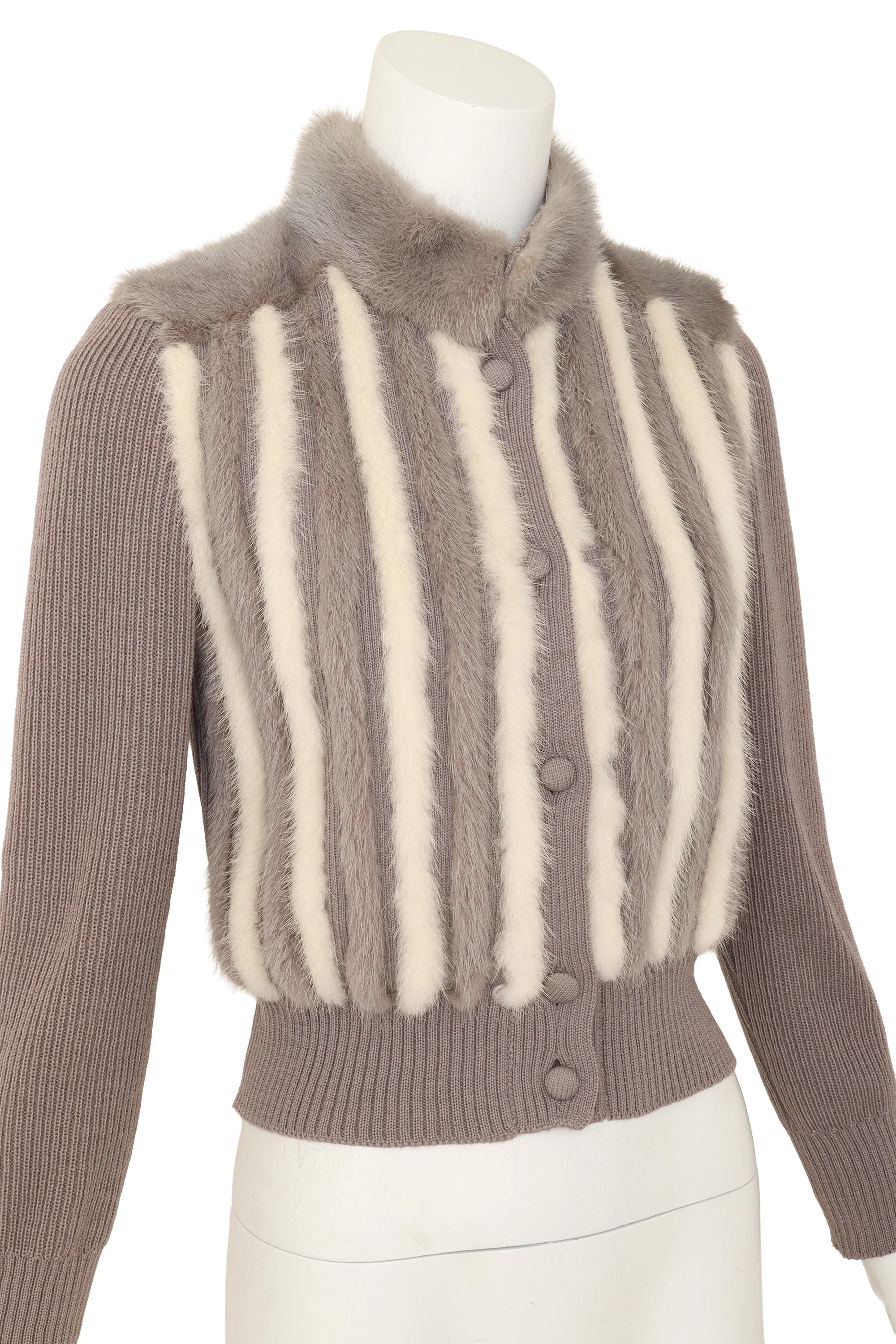 Fur Stripe Cropped Cardigan - Image 2