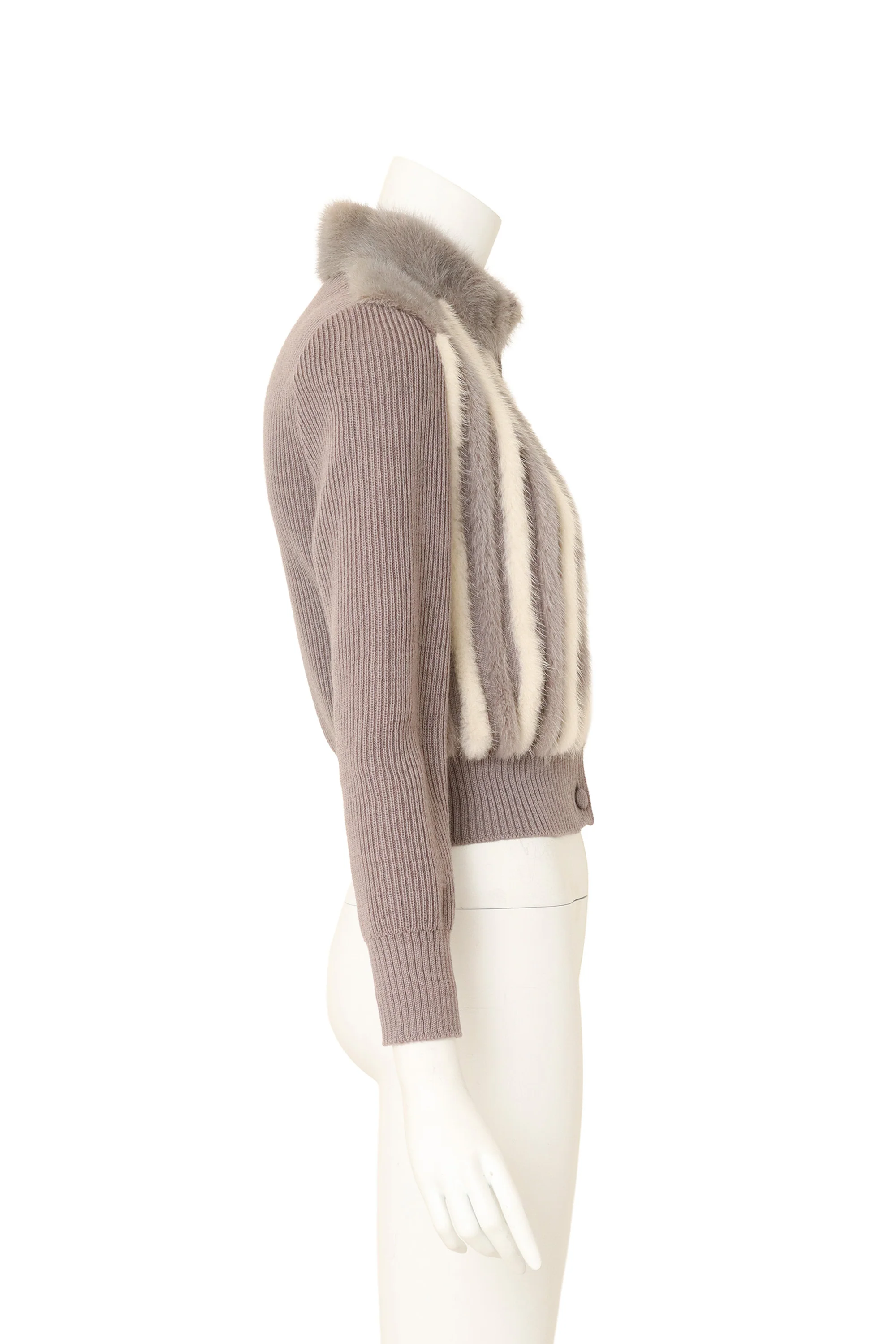 Fur Stripe Cropped Cardigan - Image 5