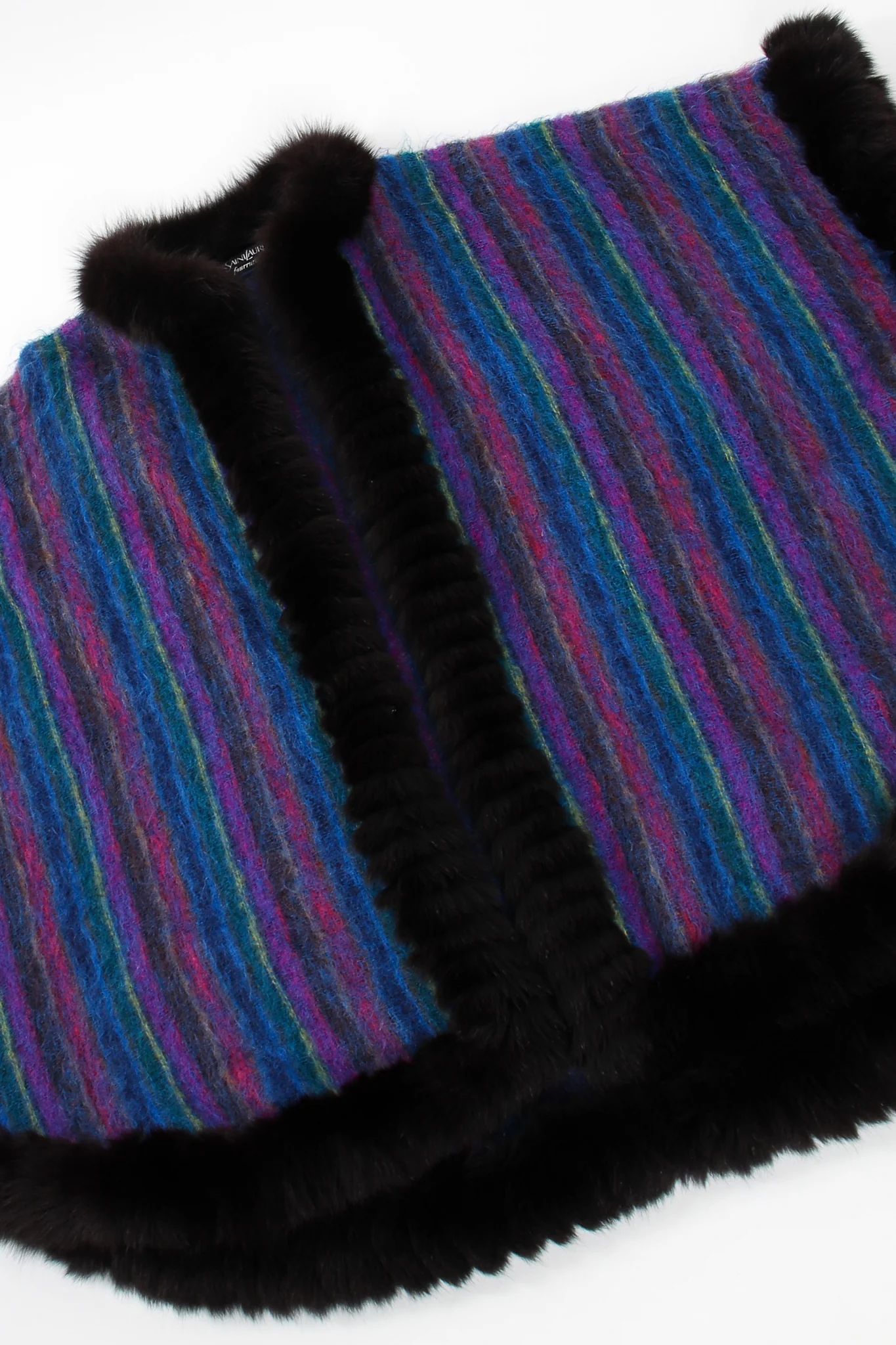 Fur Stripe Poncho Cape - Image 15