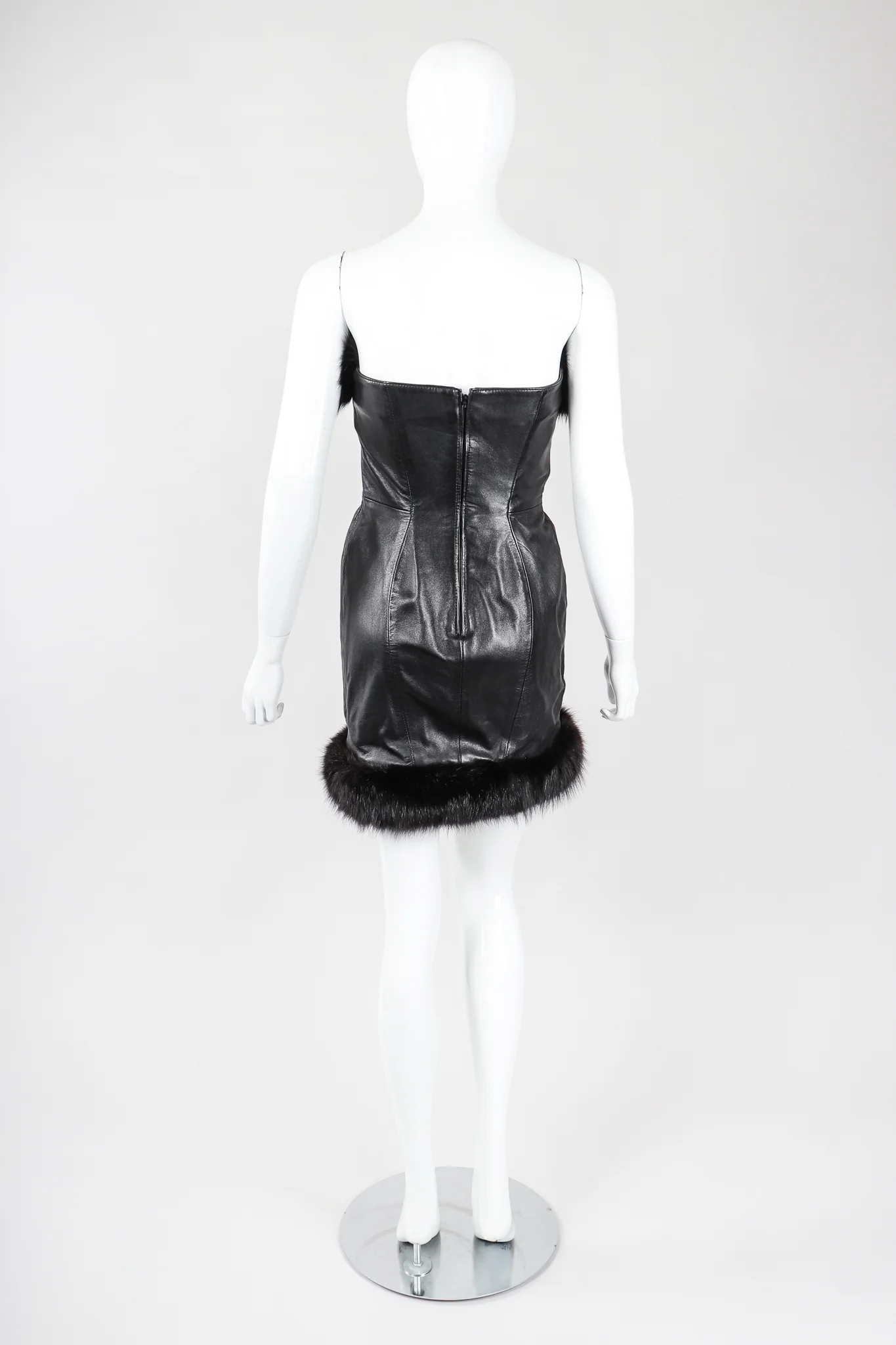 Fur Trimmed Leather Sheath - Image 3