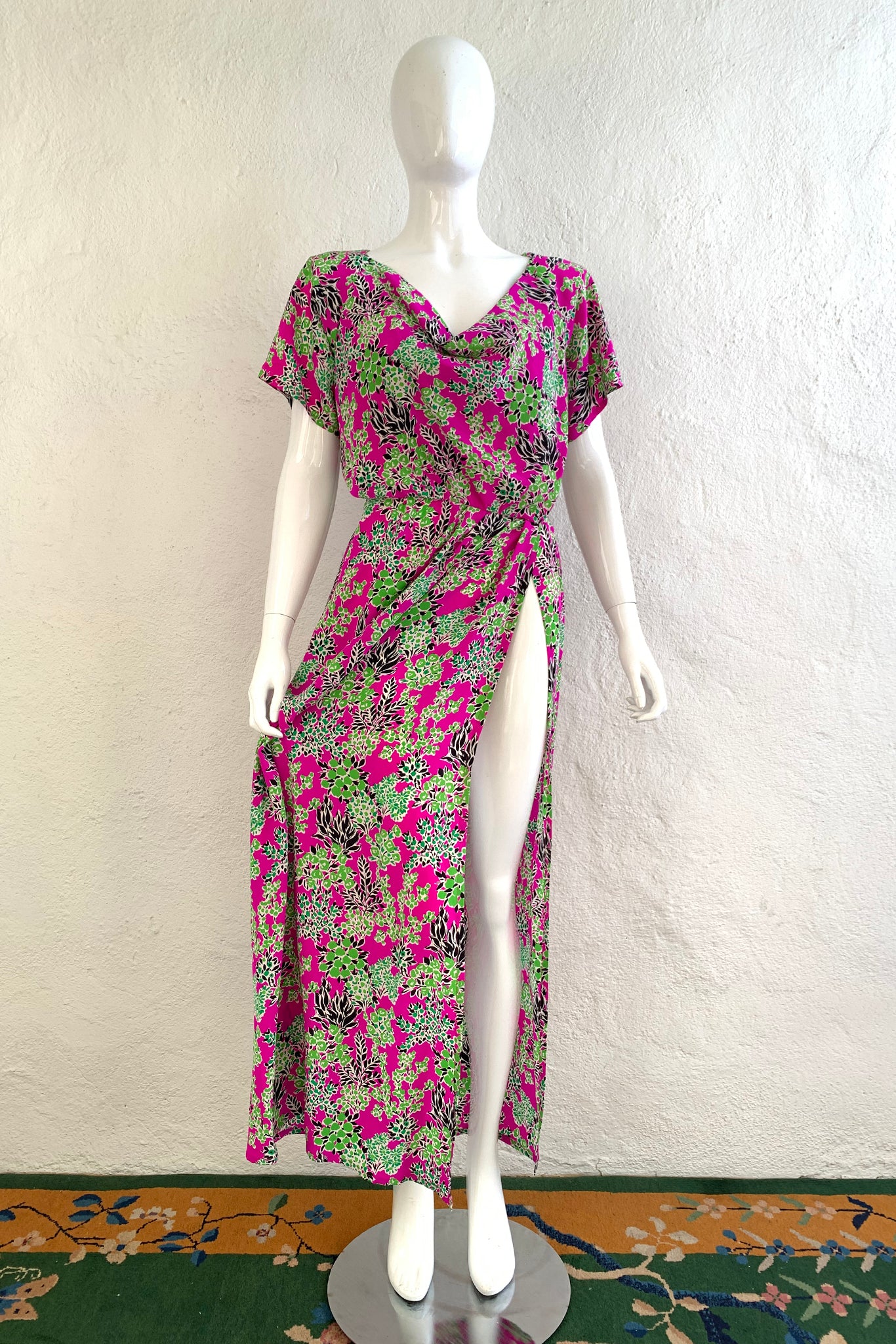 1994 S/S Botanical Side Slit Dress - Image 3