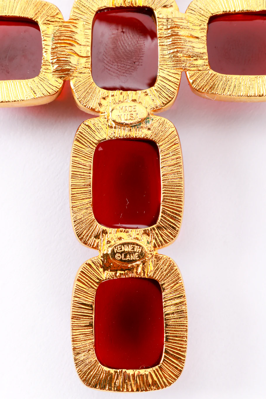 Garnet Cabochon Cross Pendant Necklace - Image 7