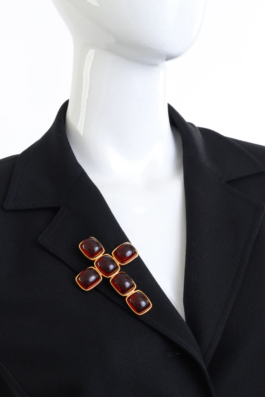 Garnet Gripoix Cross Brooch - Image 2