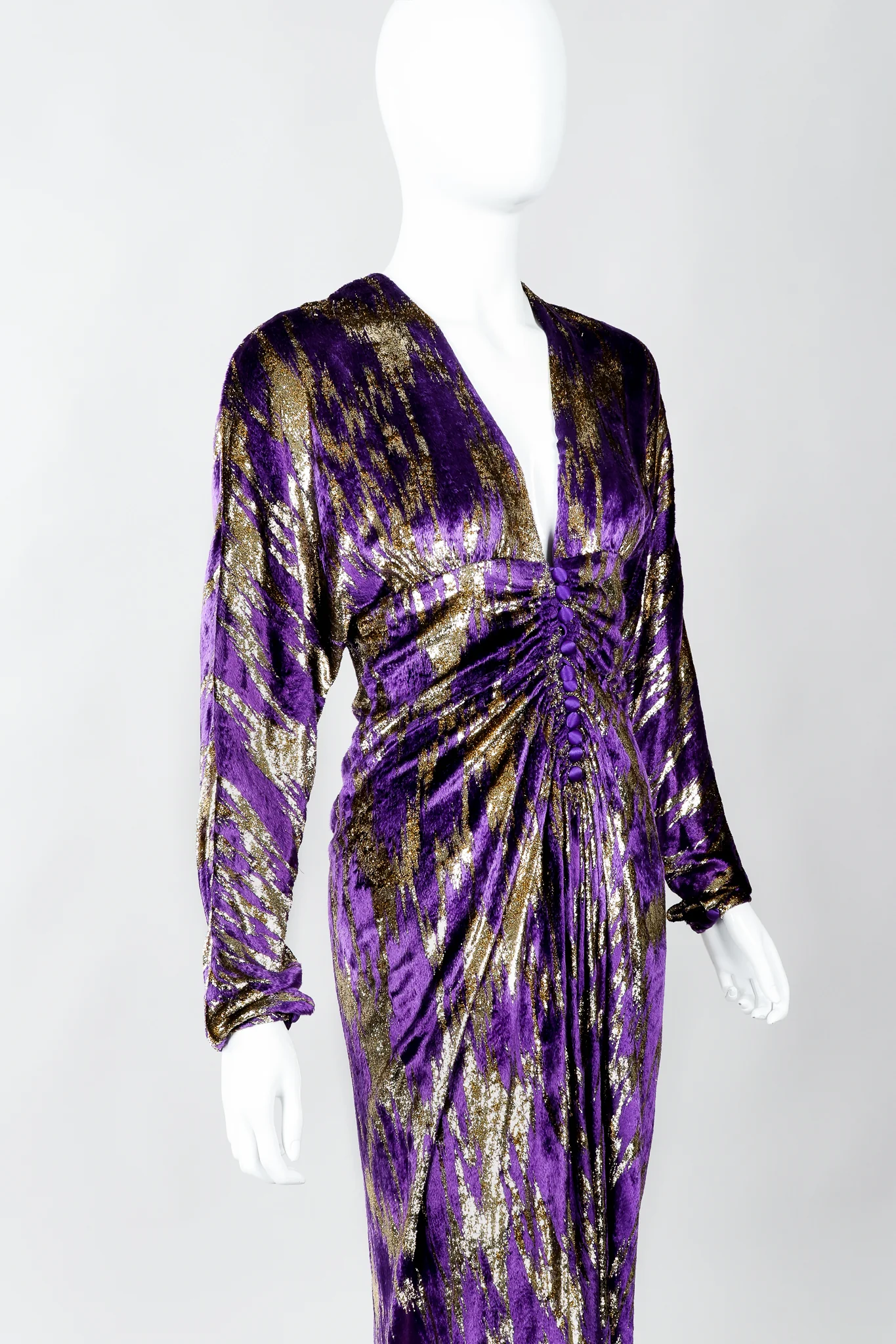 Gathered Velvet Lamé Gown - Image 2
