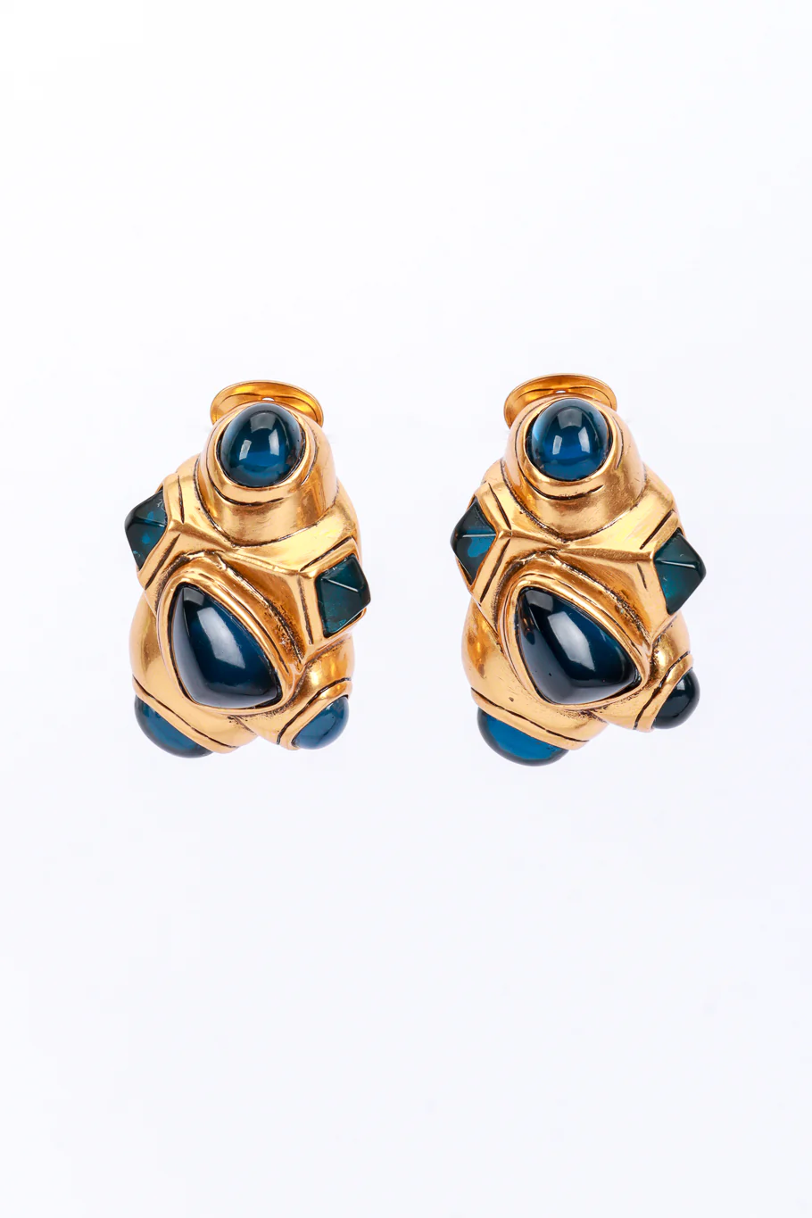 Geo Cabochon Button Earrings