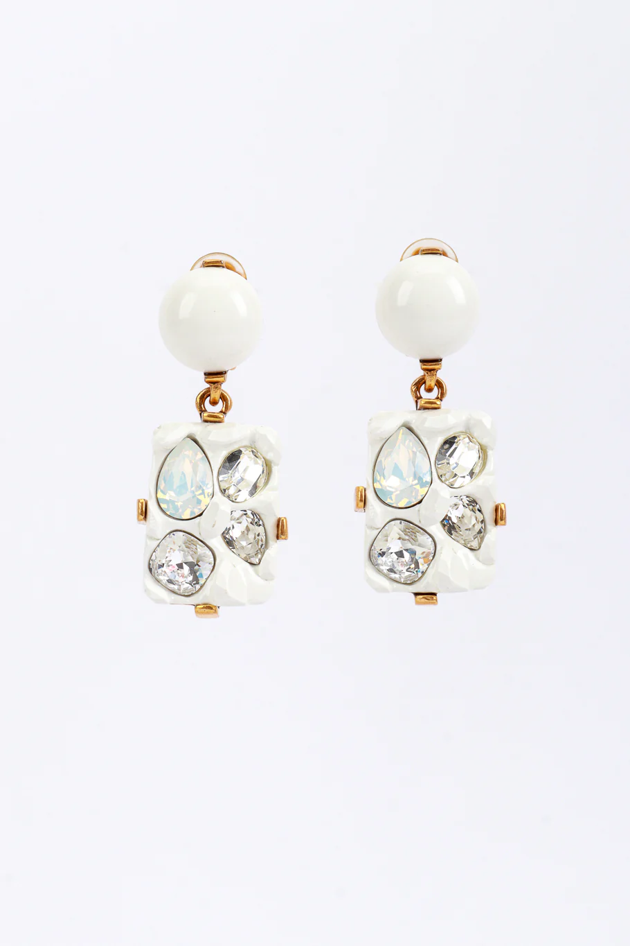 Geo Crystal Nugget Drop Earrings