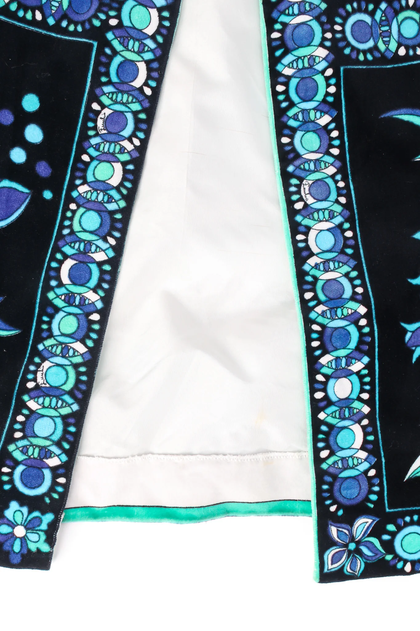 1970s Geo Leaf Floral Velvet Dress - Image 12