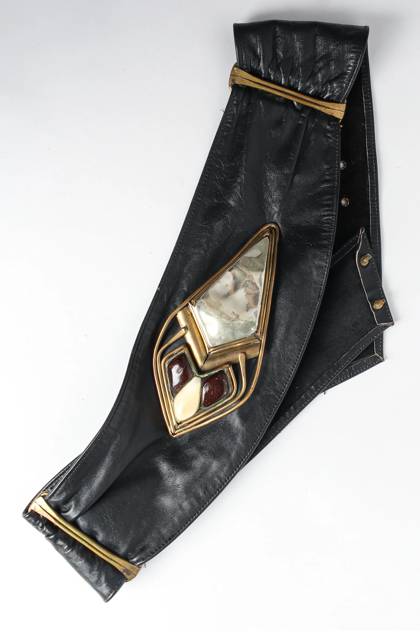 Geo Stone Leather Sash Belt - Image 5
