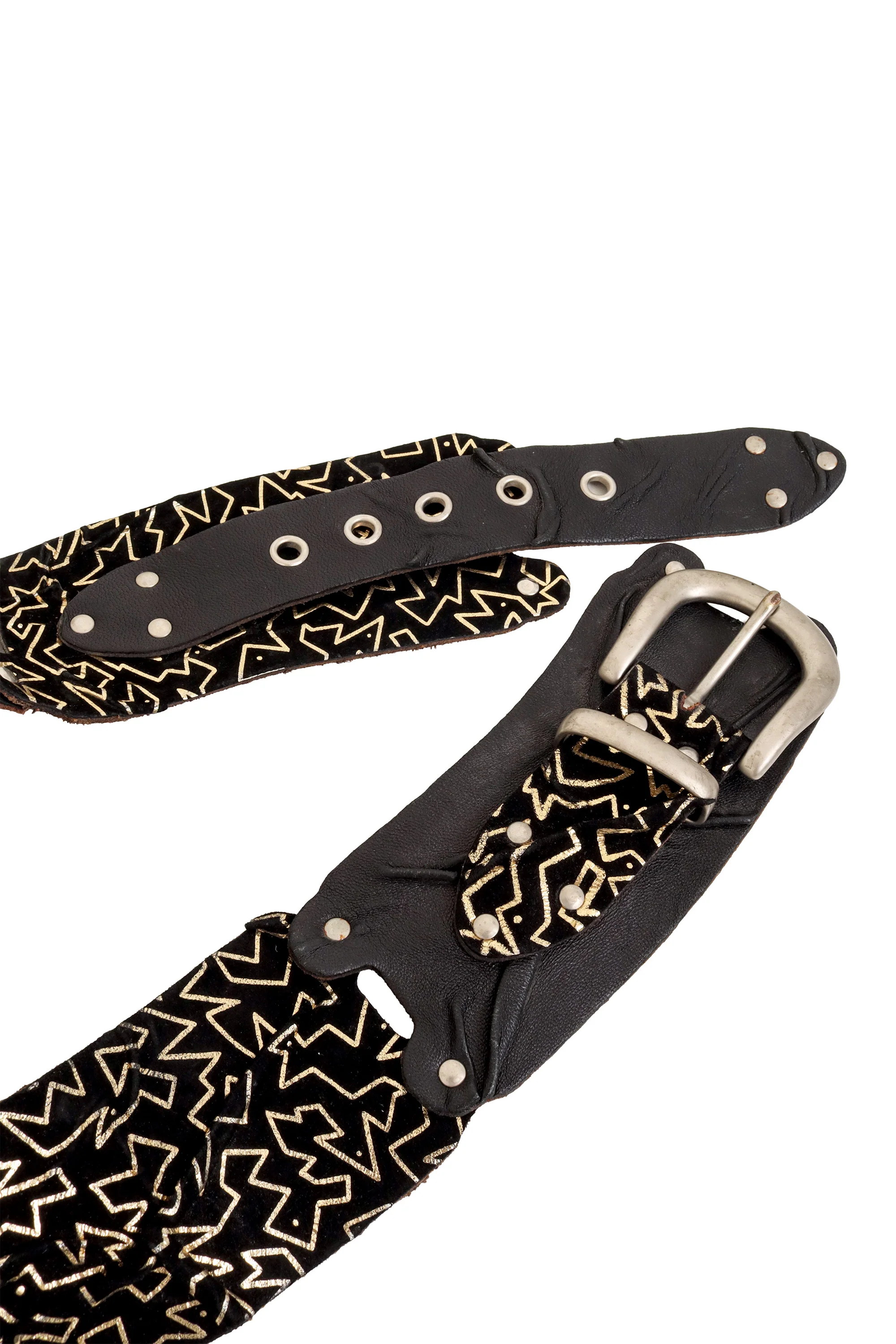 Geo Suede & Leather Panel Belt - Image 3