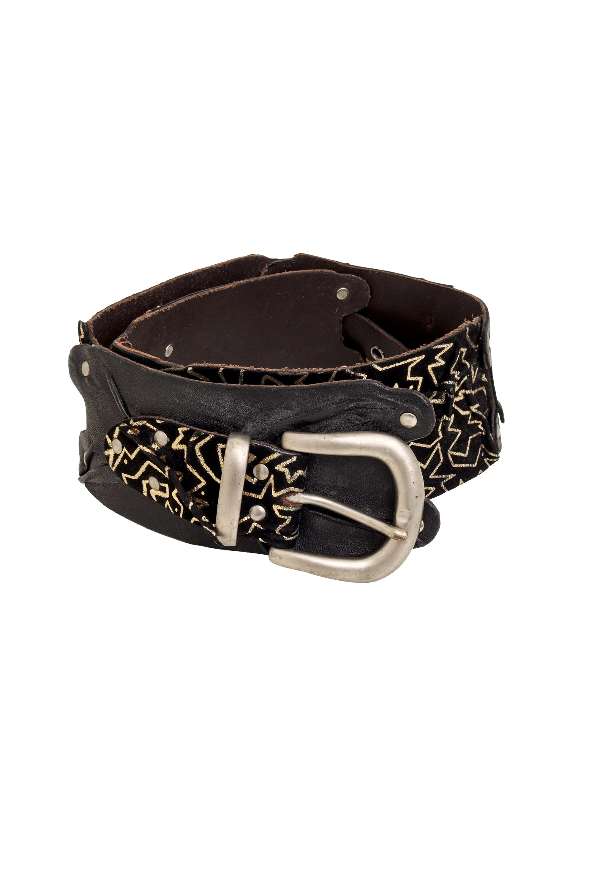 Geo Suede & Leather Panel Belt - Image 5