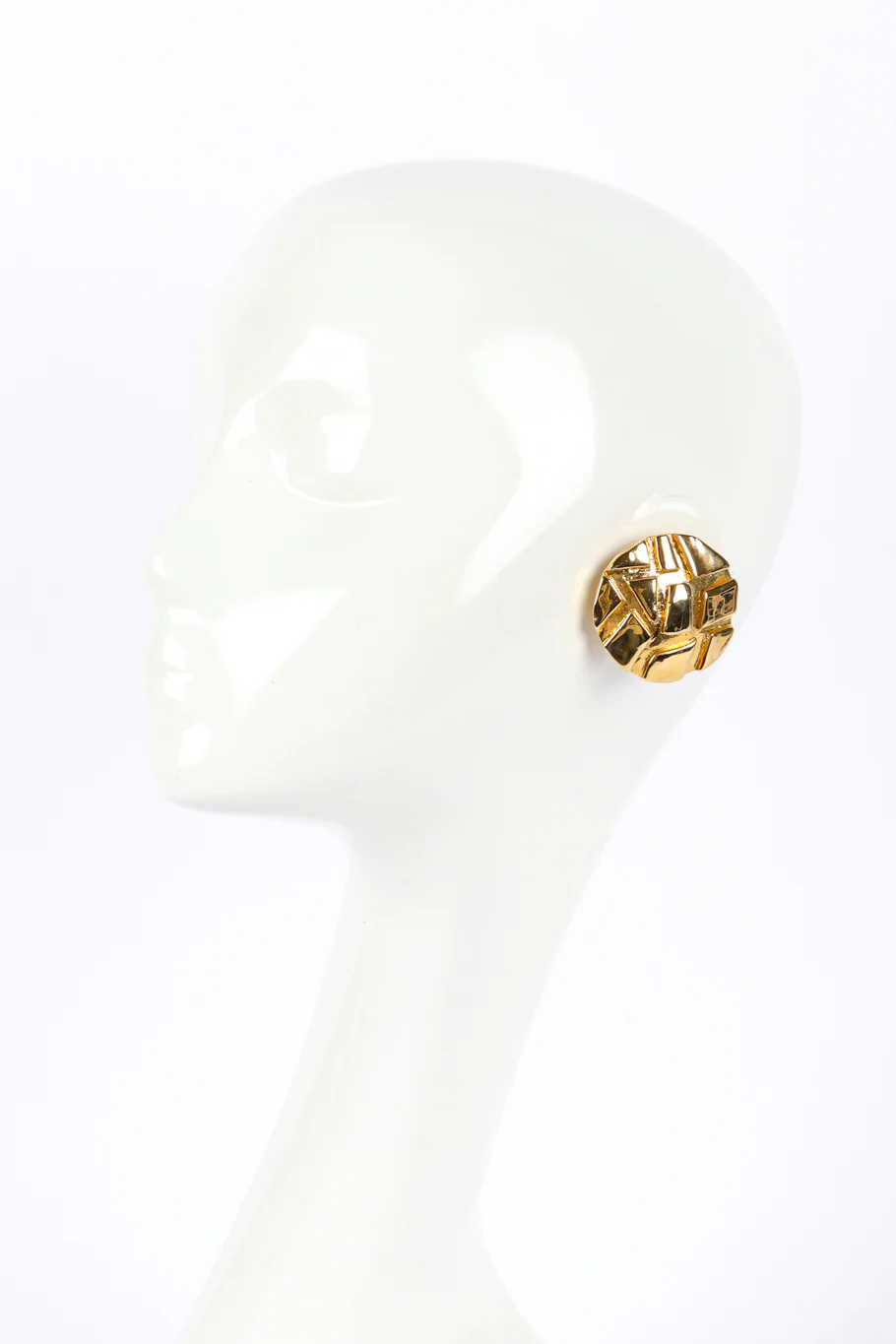 Geometric Carved Disc Earrings - Image 2