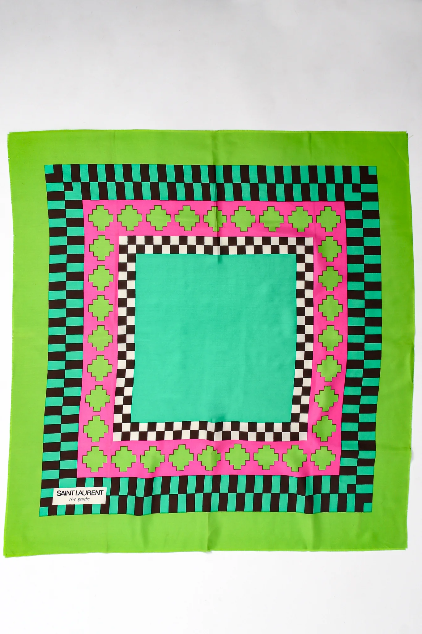 Geometric Checkered Border Scarf - Image 2