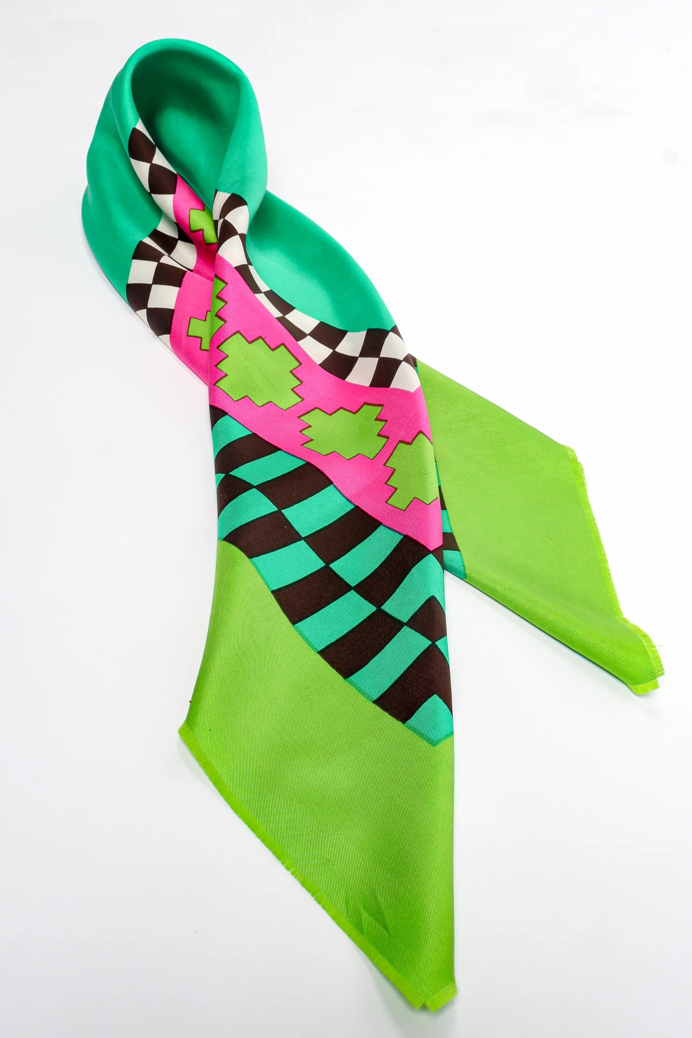 Geometric Checkered Border Scarf - Image 4