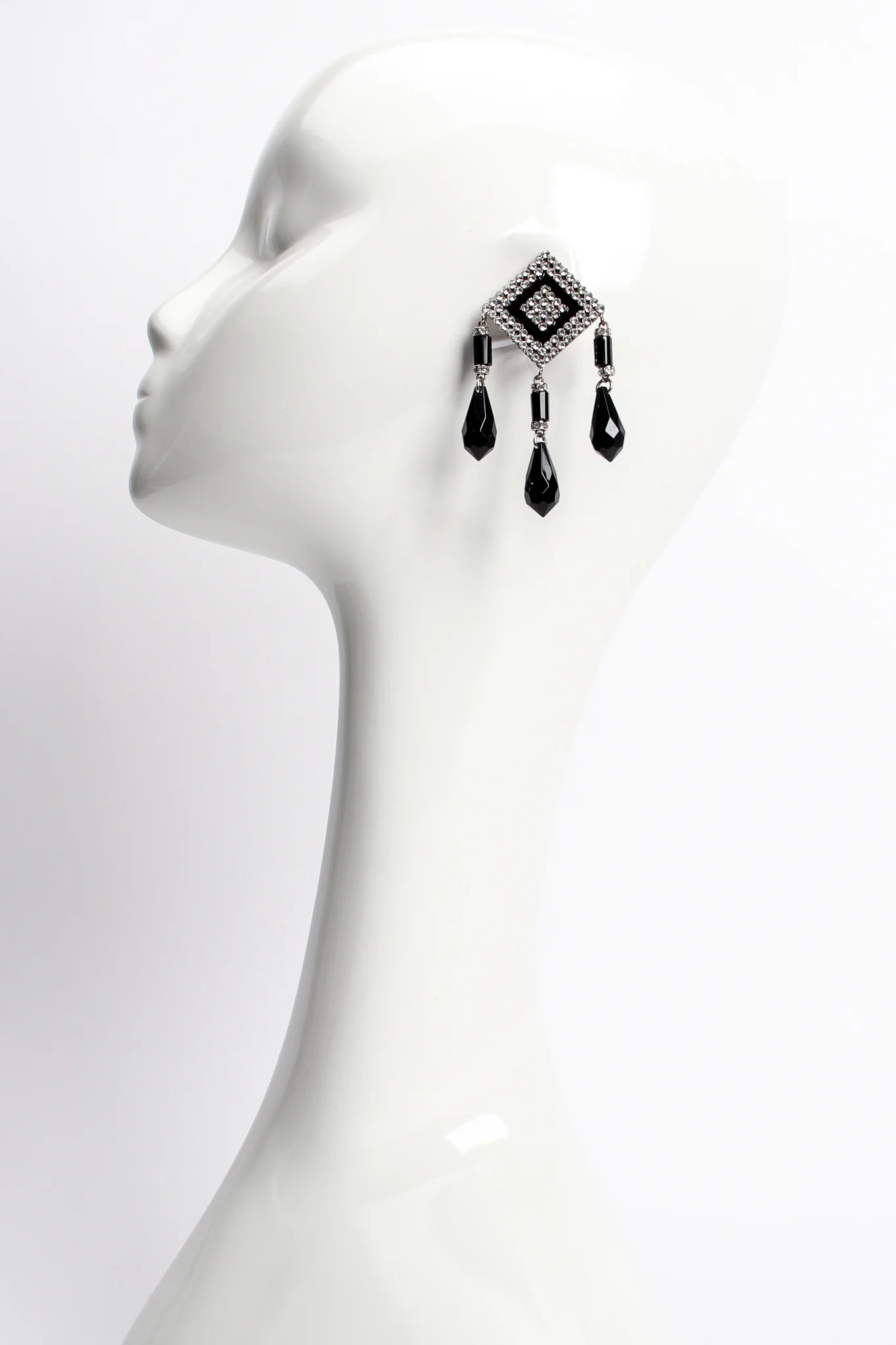 Geometric Diamond Drop Earrings - Image 3