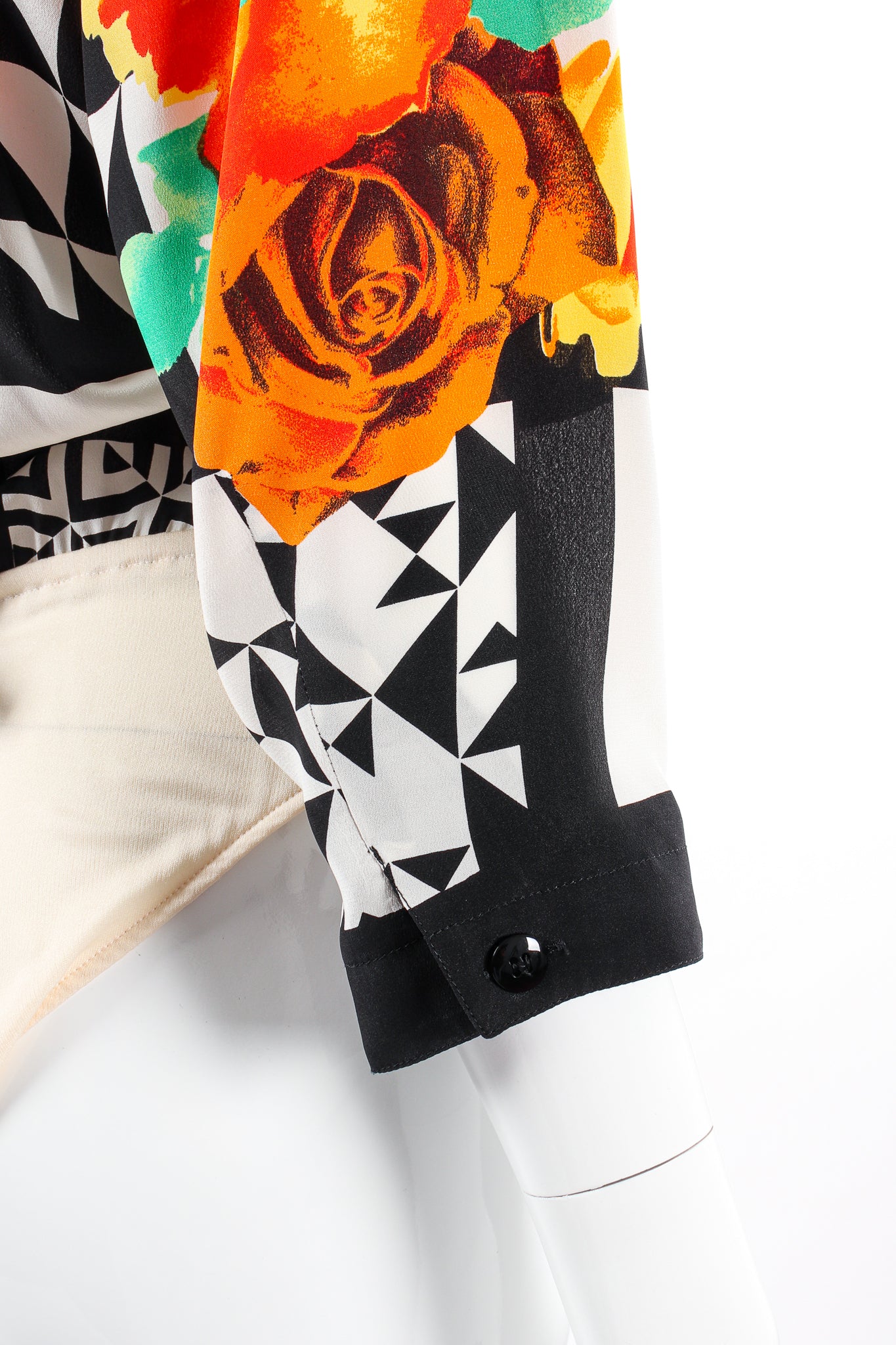 Geometric Floral Silk Bodysuit - Image 6