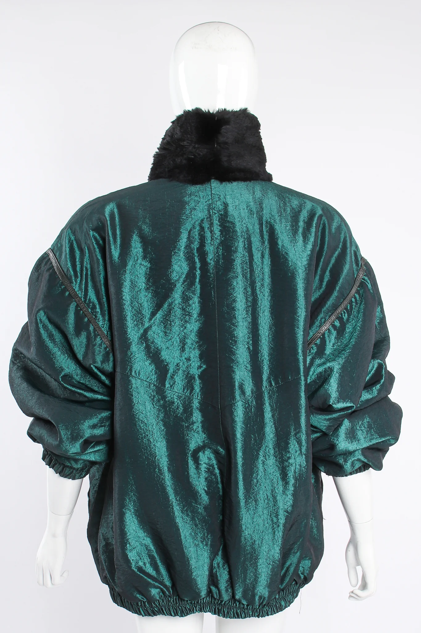 Geometric Fur Nylon Bomber - Image 10