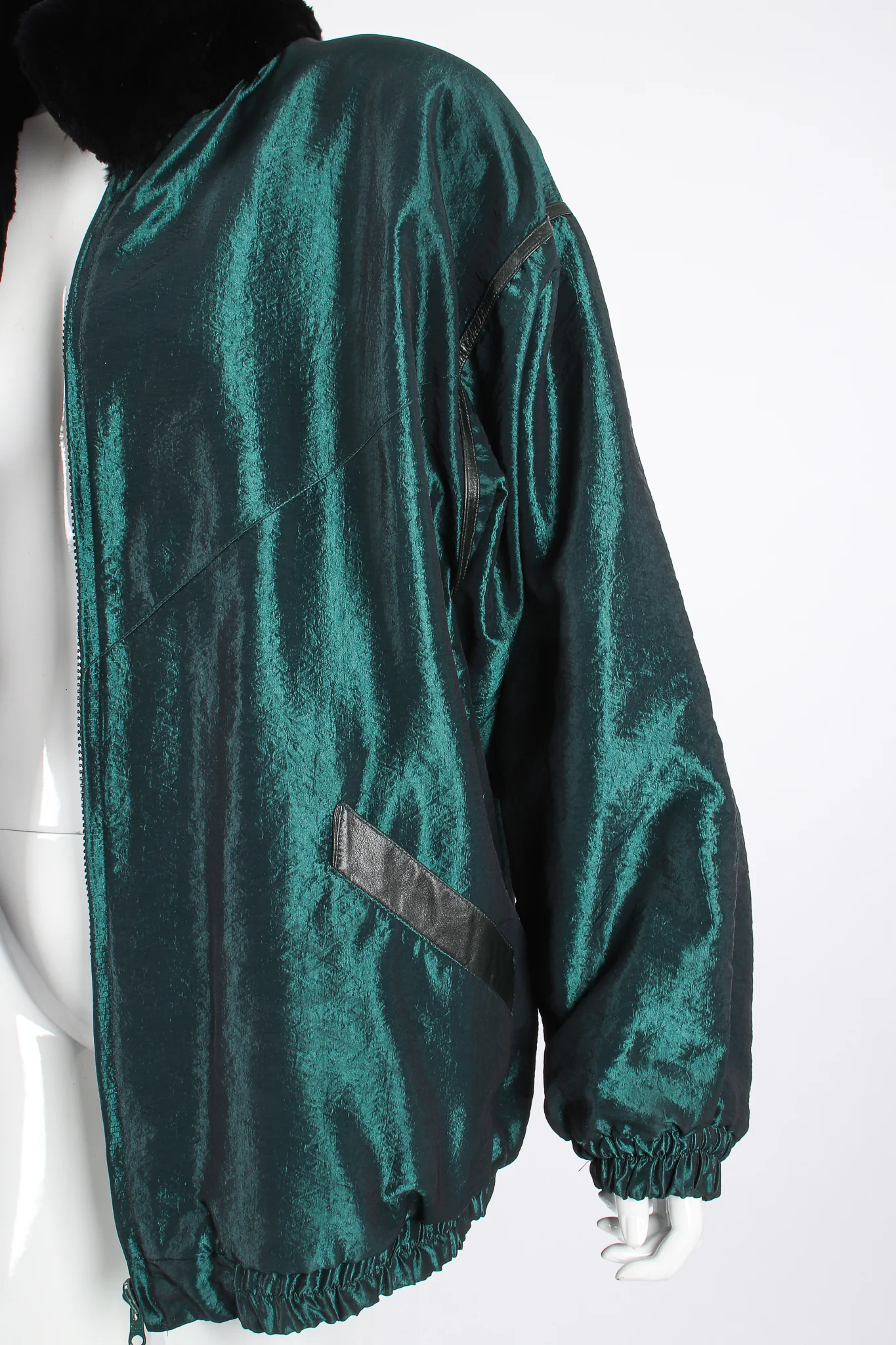 Geometric Fur Nylon Bomber - Image 12