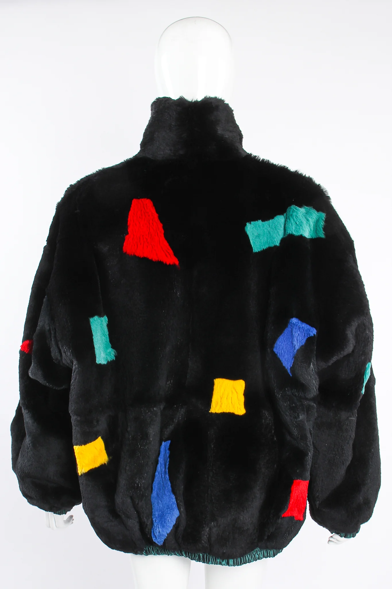 Geometric Fur Nylon Bomber - Image 6