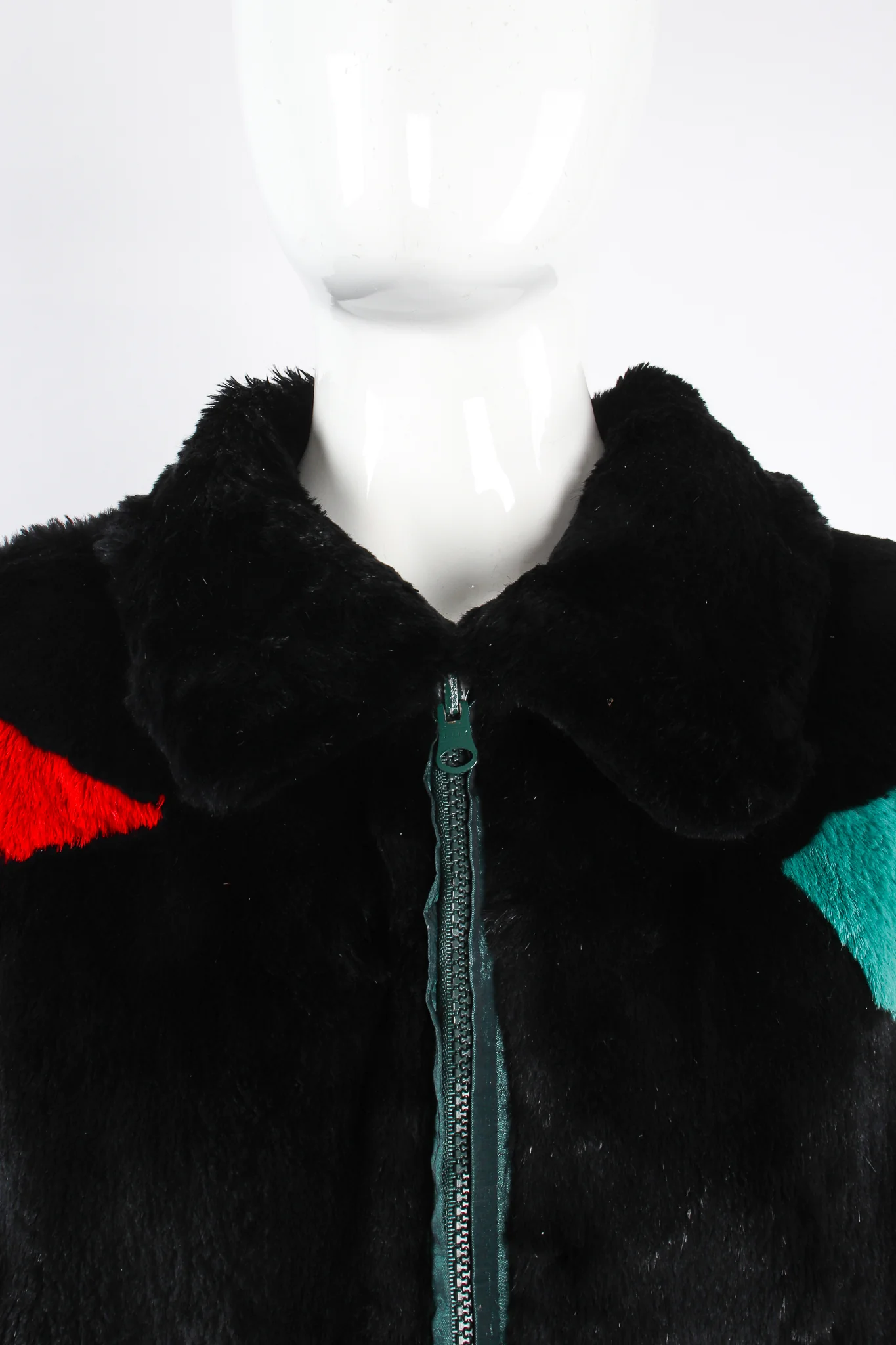 Geometric Fur Nylon Bomber - Image 7