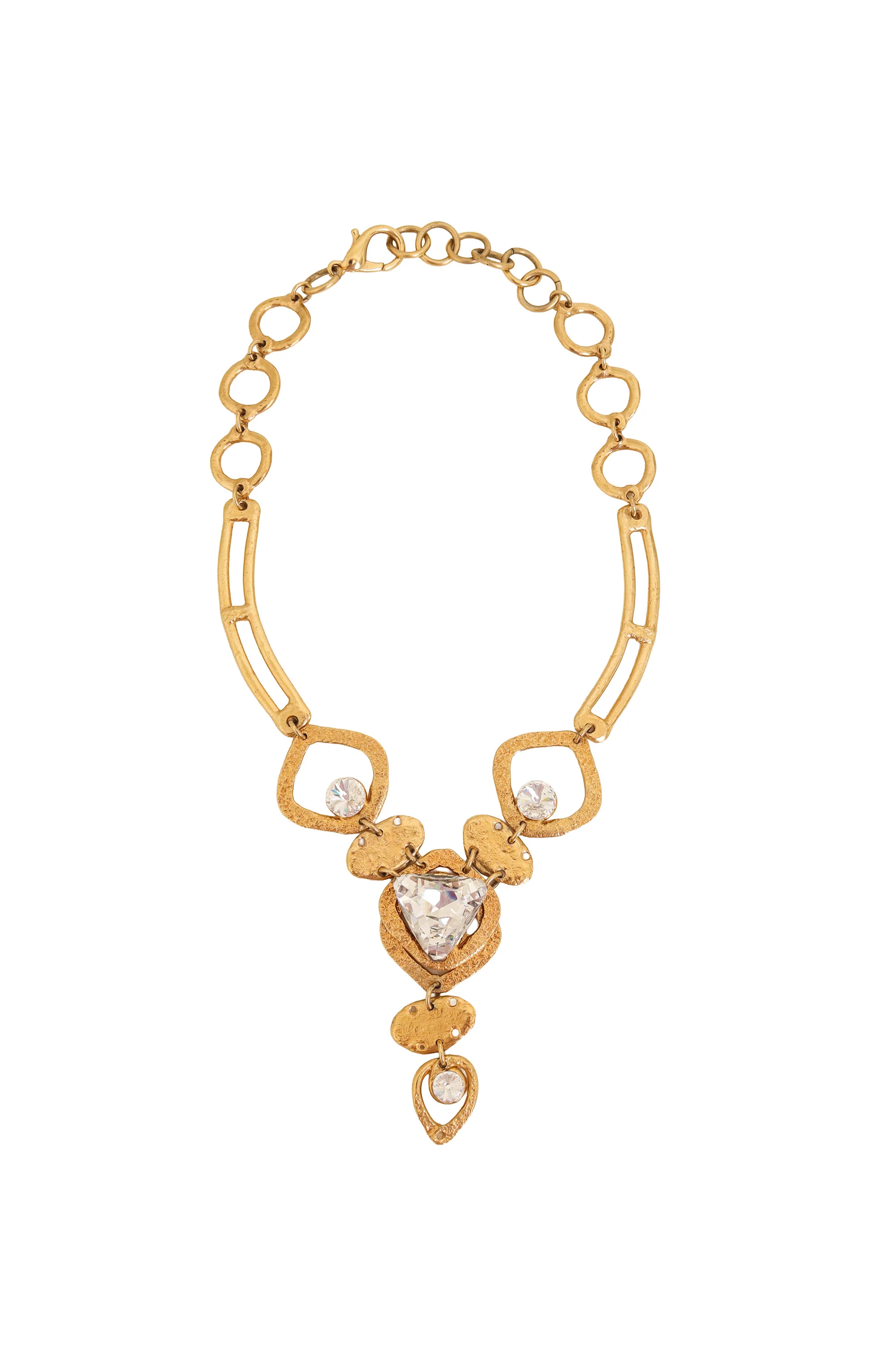 Geo Link Crystal Drop Necklace
