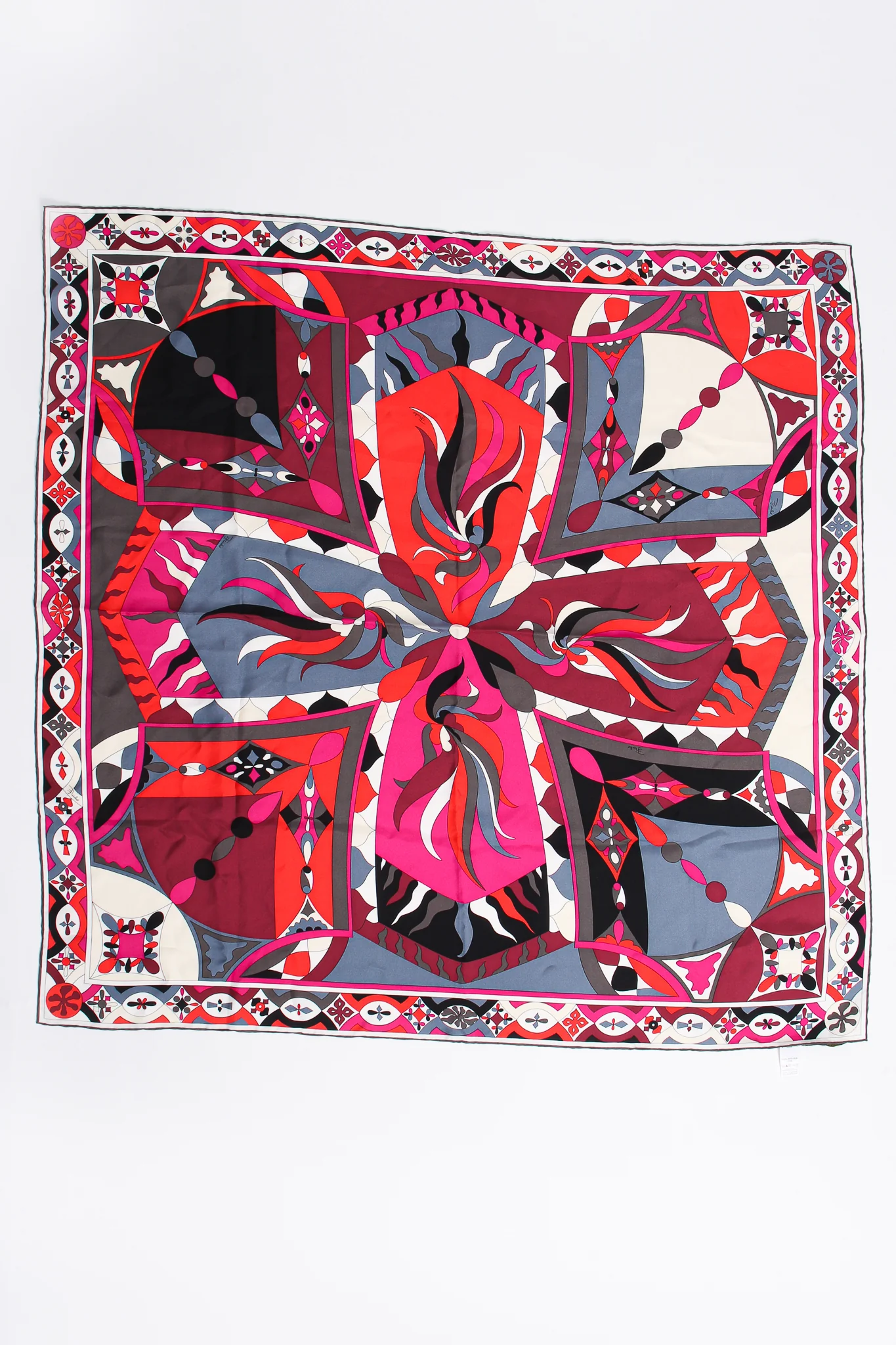 Geometric Phoenix Print Silk Scarf - Image 2