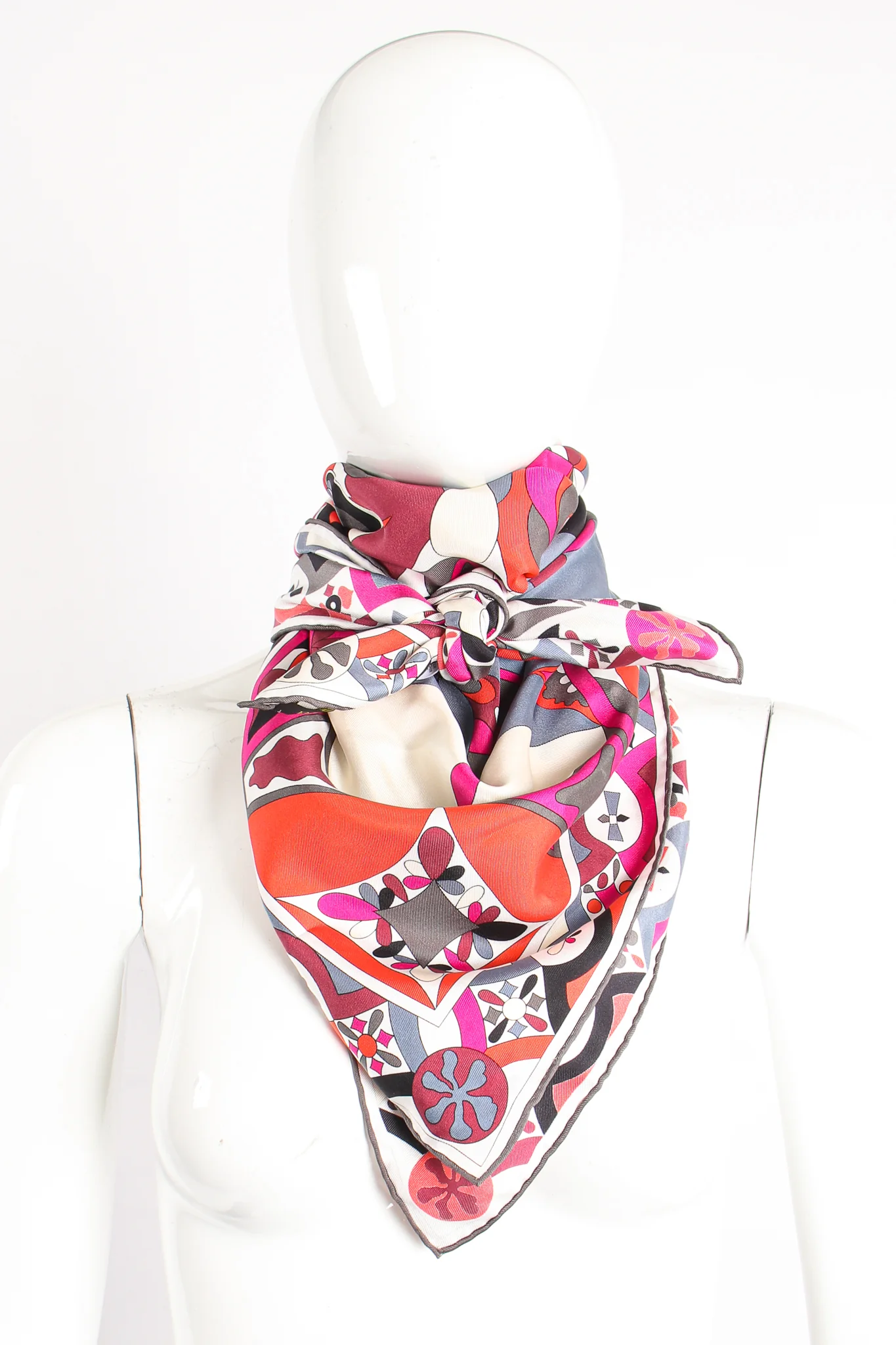 Geometric Phoenix Print Silk Scarf - Image 3