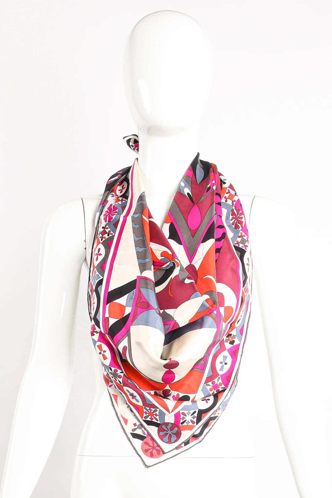 Geometric Phoenix Print Silk Scarf - Image 5