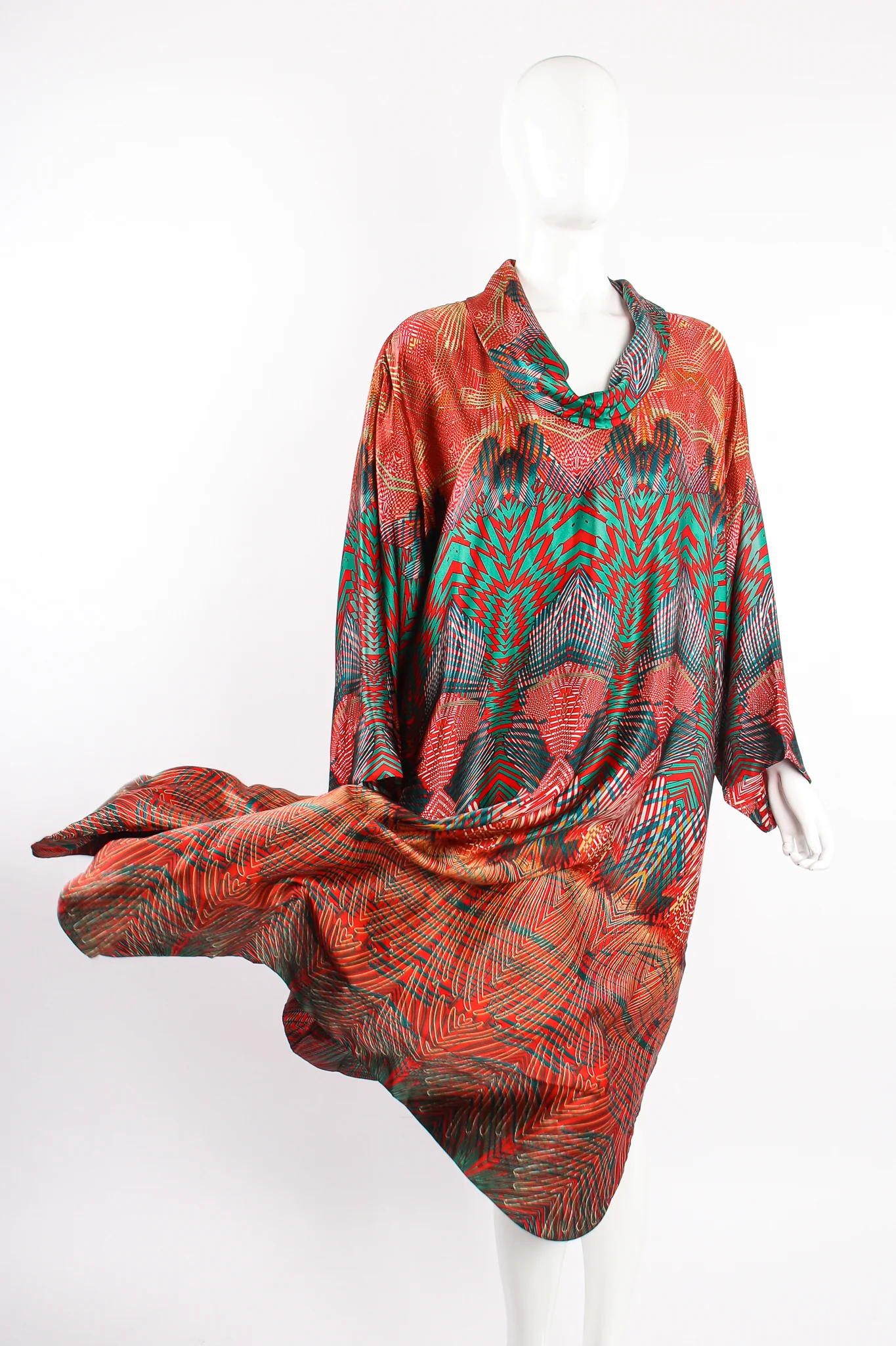 Geometric Print Custom Silk Caftan - Image 3
