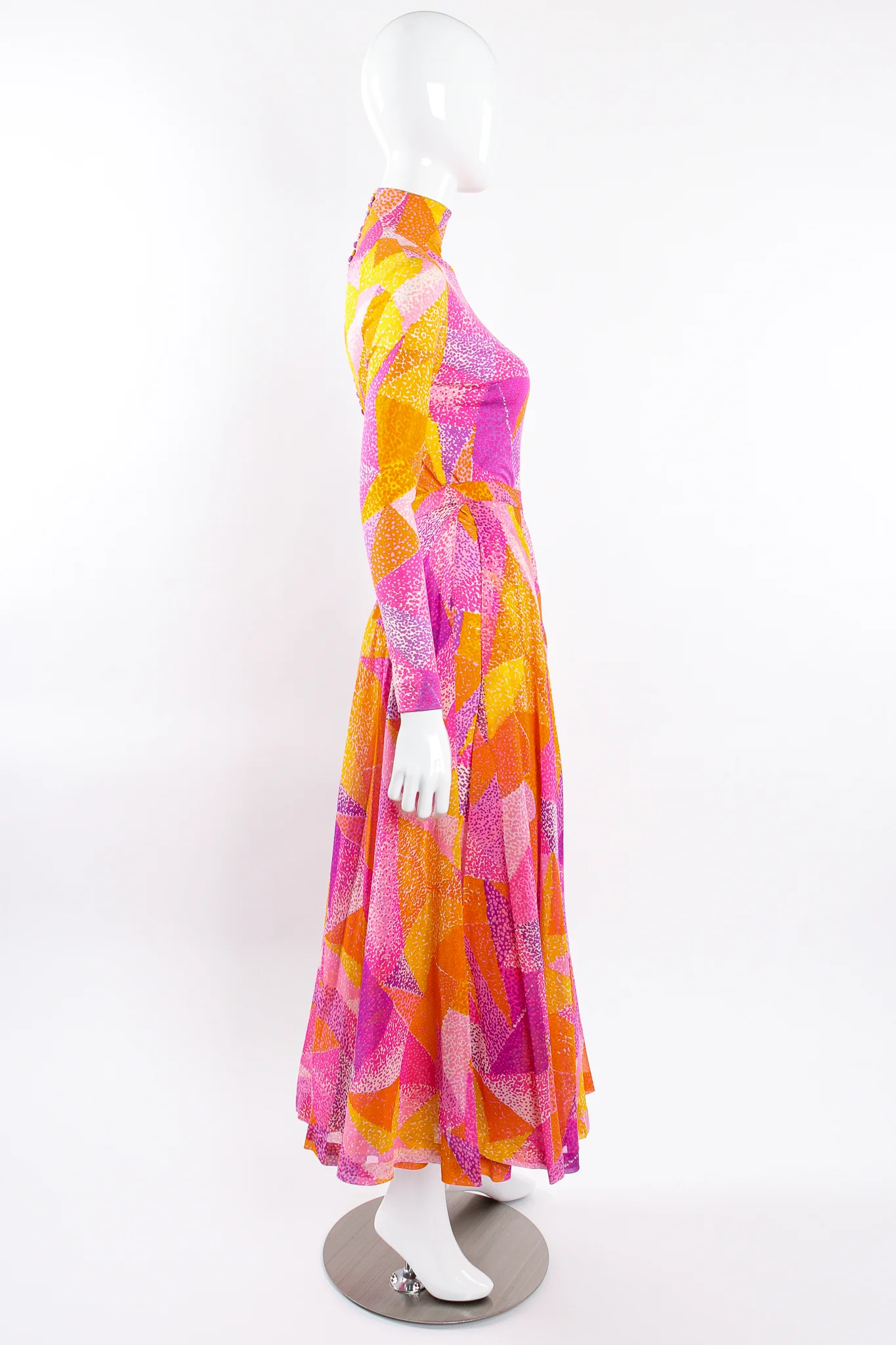 Geometric Silk Jersey Dress & Overskirt - Image 11