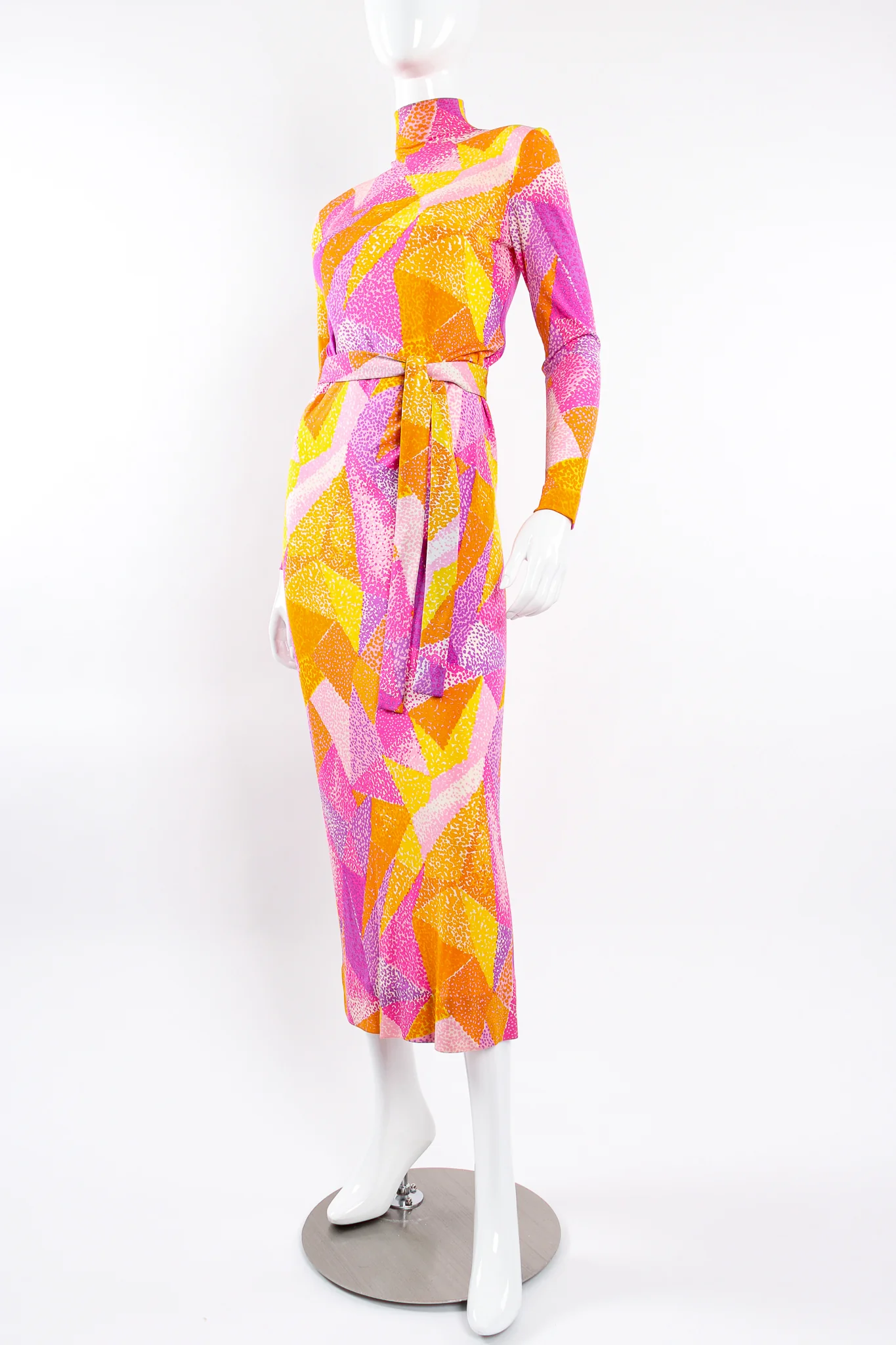 Geometric Silk Jersey Dress & Overskirt - Image 13