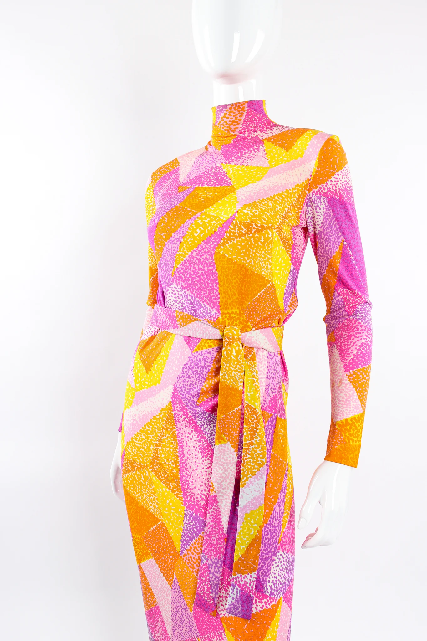 Geometric Silk Jersey Dress & Overskirt - Image 14