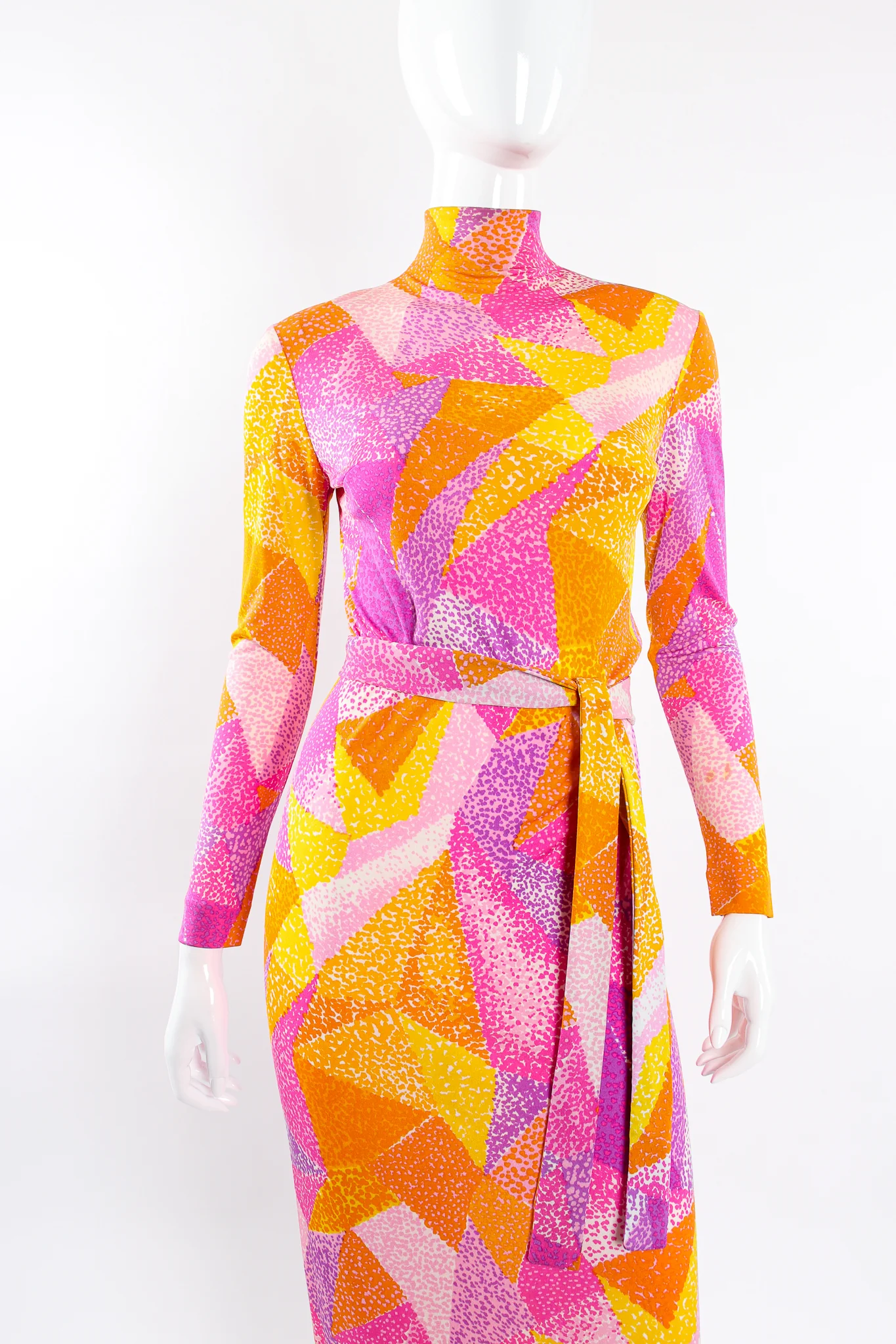 Geometric Silk Jersey Dress & Overskirt - Image 15