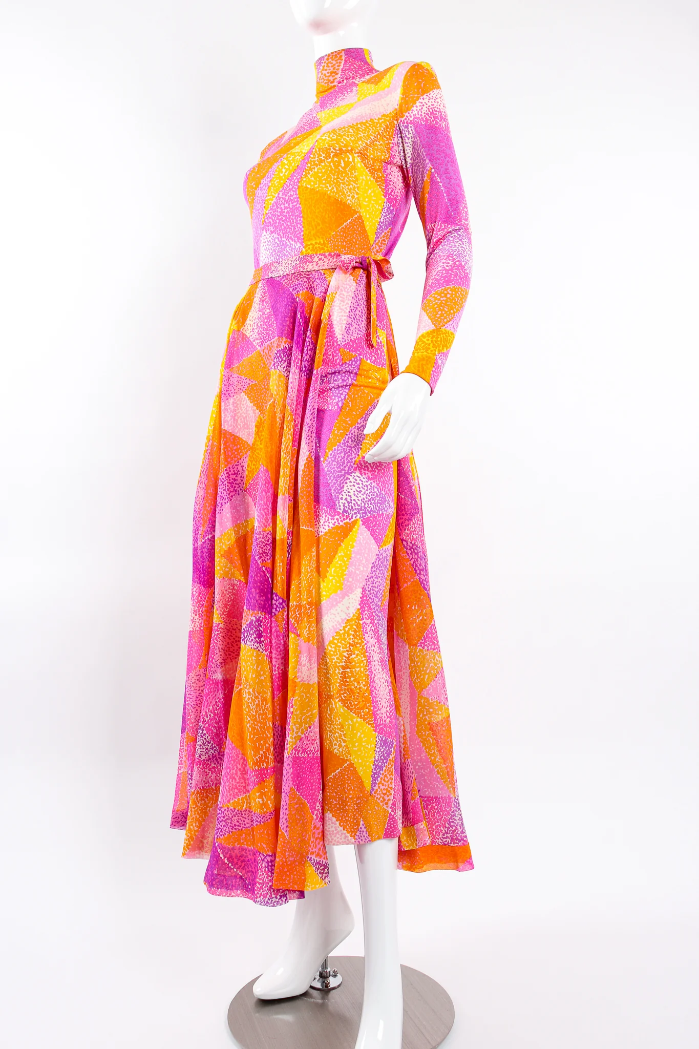 Geometric Silk Jersey Dress & Overskirt - Image 8