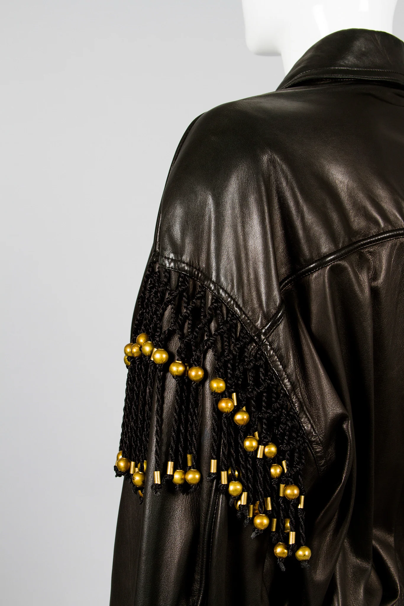 Leather Macrame Bomber Jacket - Image 6