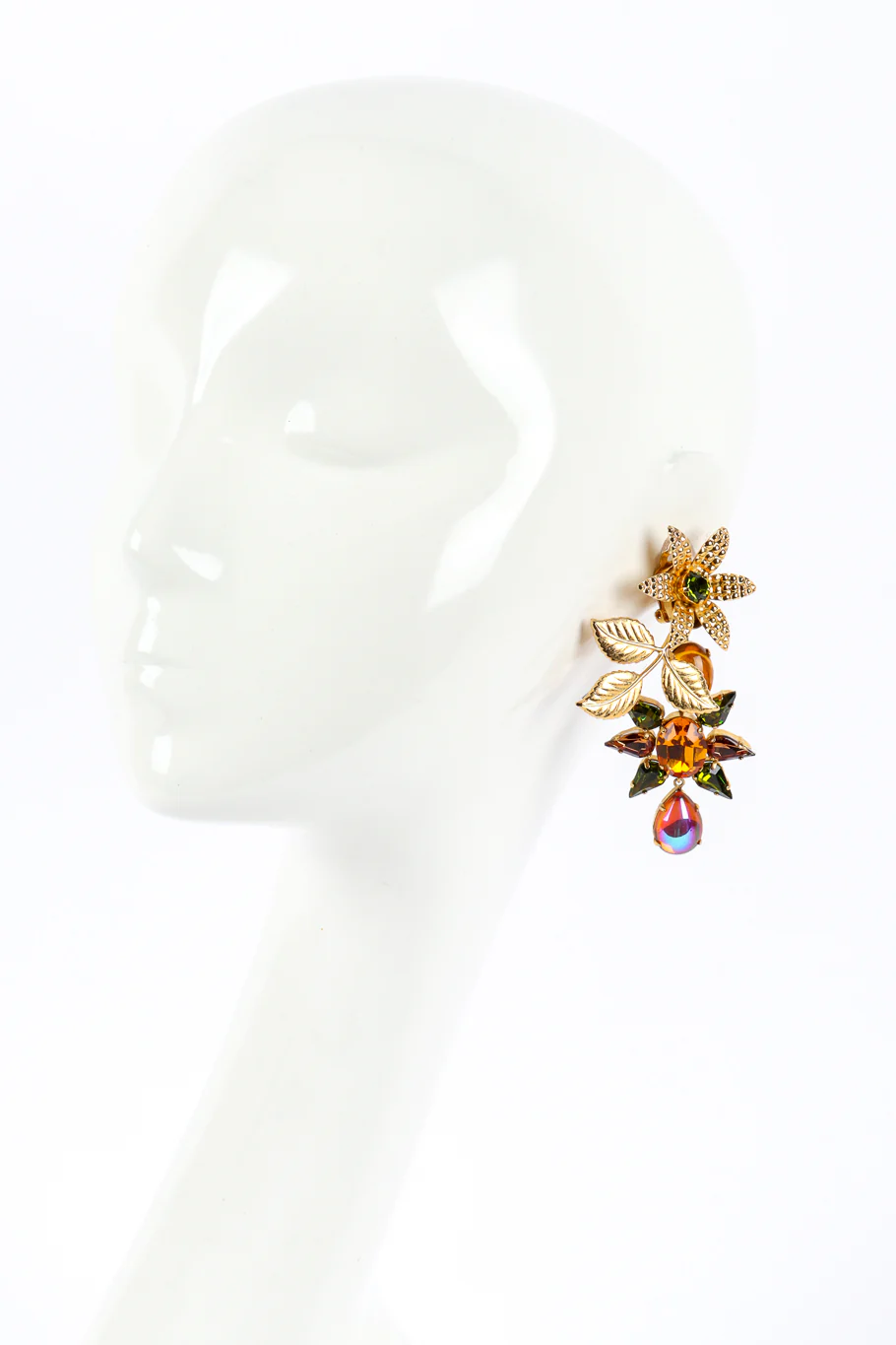 Gilded Flower Crystal Drop Earrings - Image 3