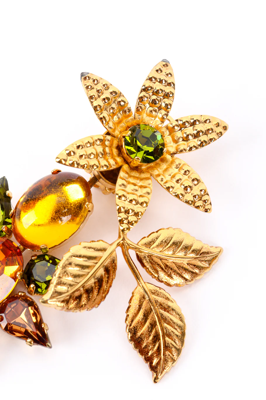 Gilded Flower Crystal Drop Earrings - Image 4
