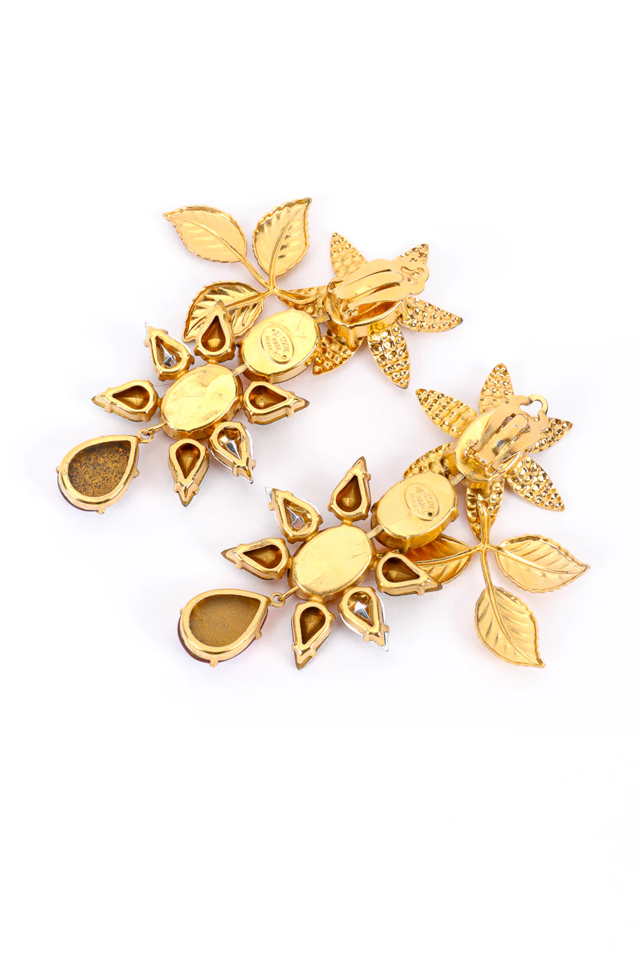 Gilded Flower Crystal Drop Earrings - Image 6