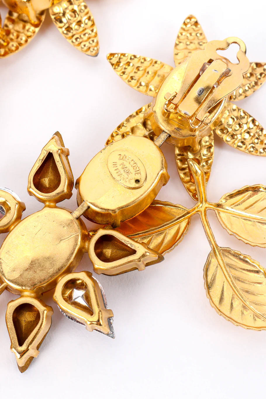 Gilded Flower Crystal Drop Earrings - Image 8