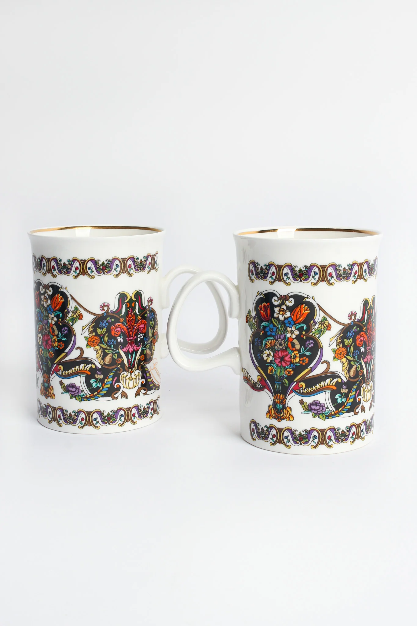 Gilded Floral Signed Mugs - Image 3