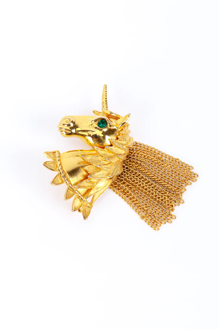 Gilded Unicorn Bust Brooch