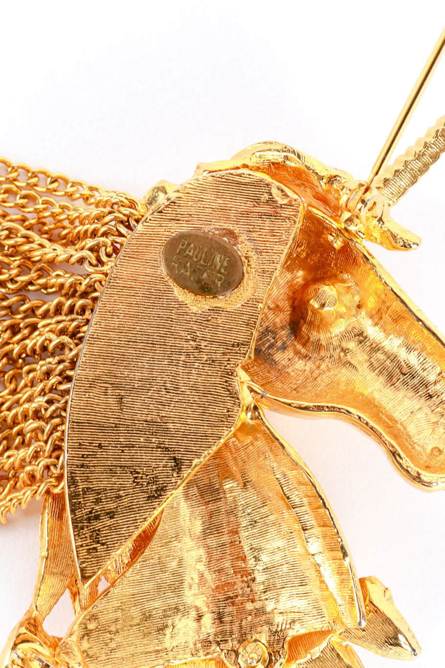 Gilded Unicorn Bust Brooch - Image 5